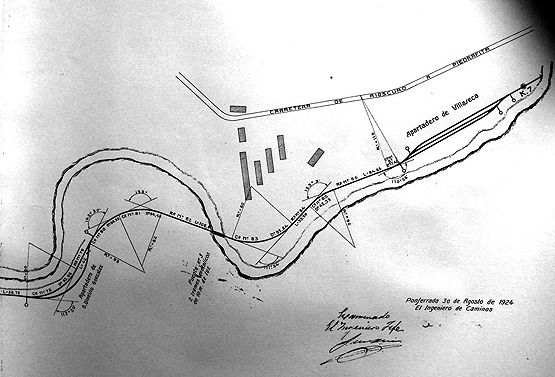 Plano del proyecto de la zona final del ramal de Villaseca de Laciana (1924)