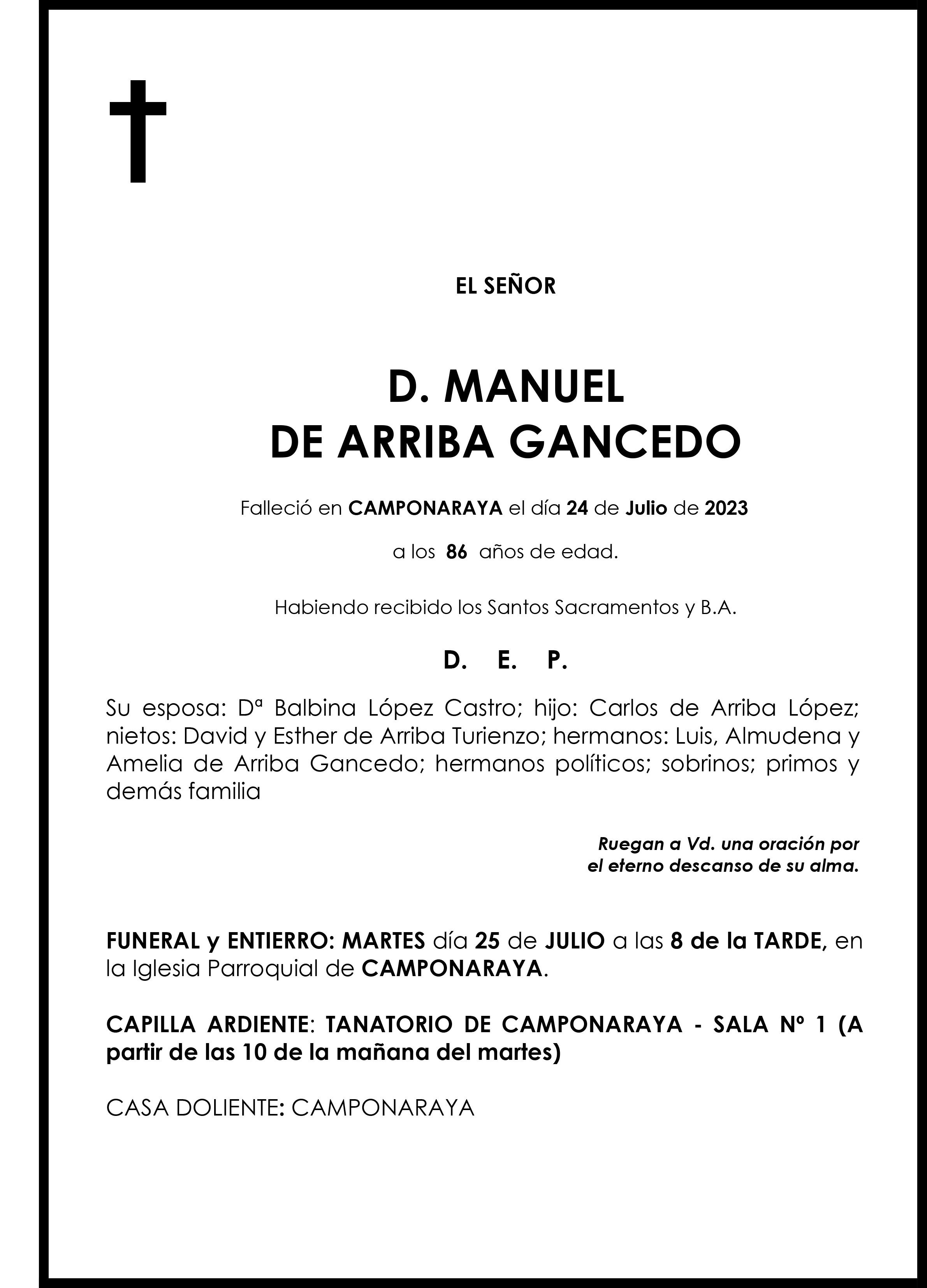 MANUEL DE ARRIBA GANCEDO