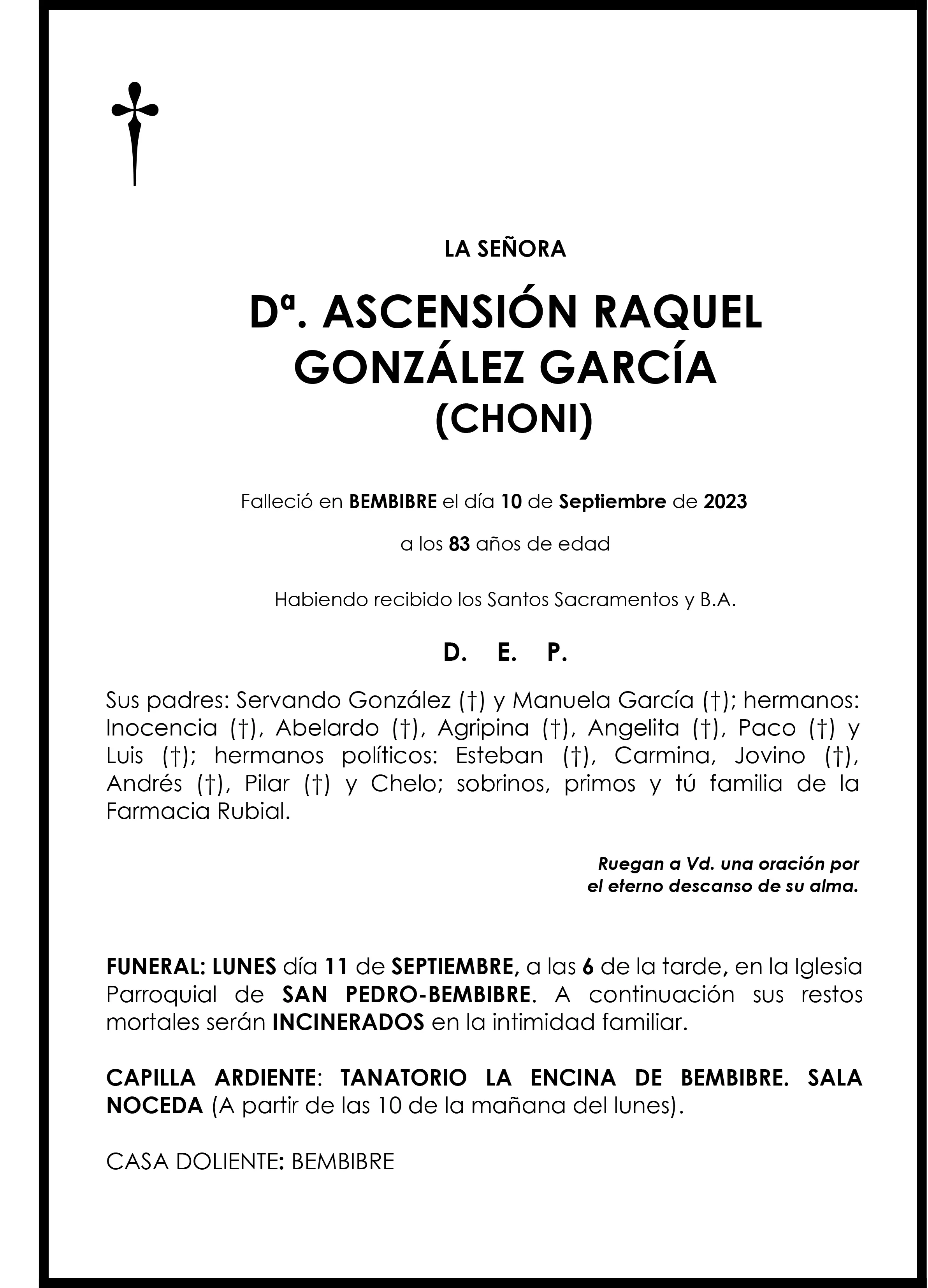 ASCENSION RAQUEL GONZALEZ GARCIA