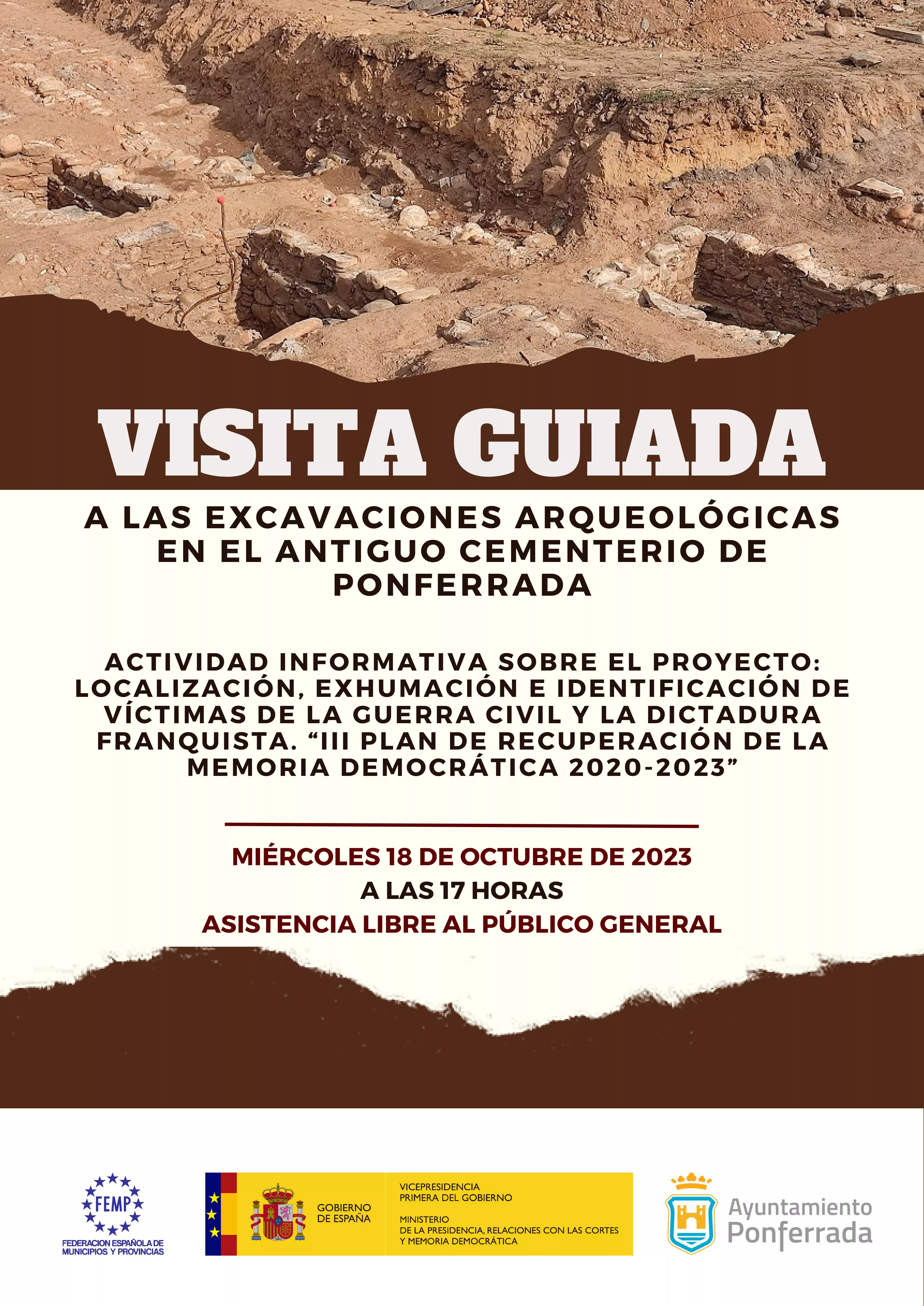 Cartel visita guiada antiguo cementerio ponferrada