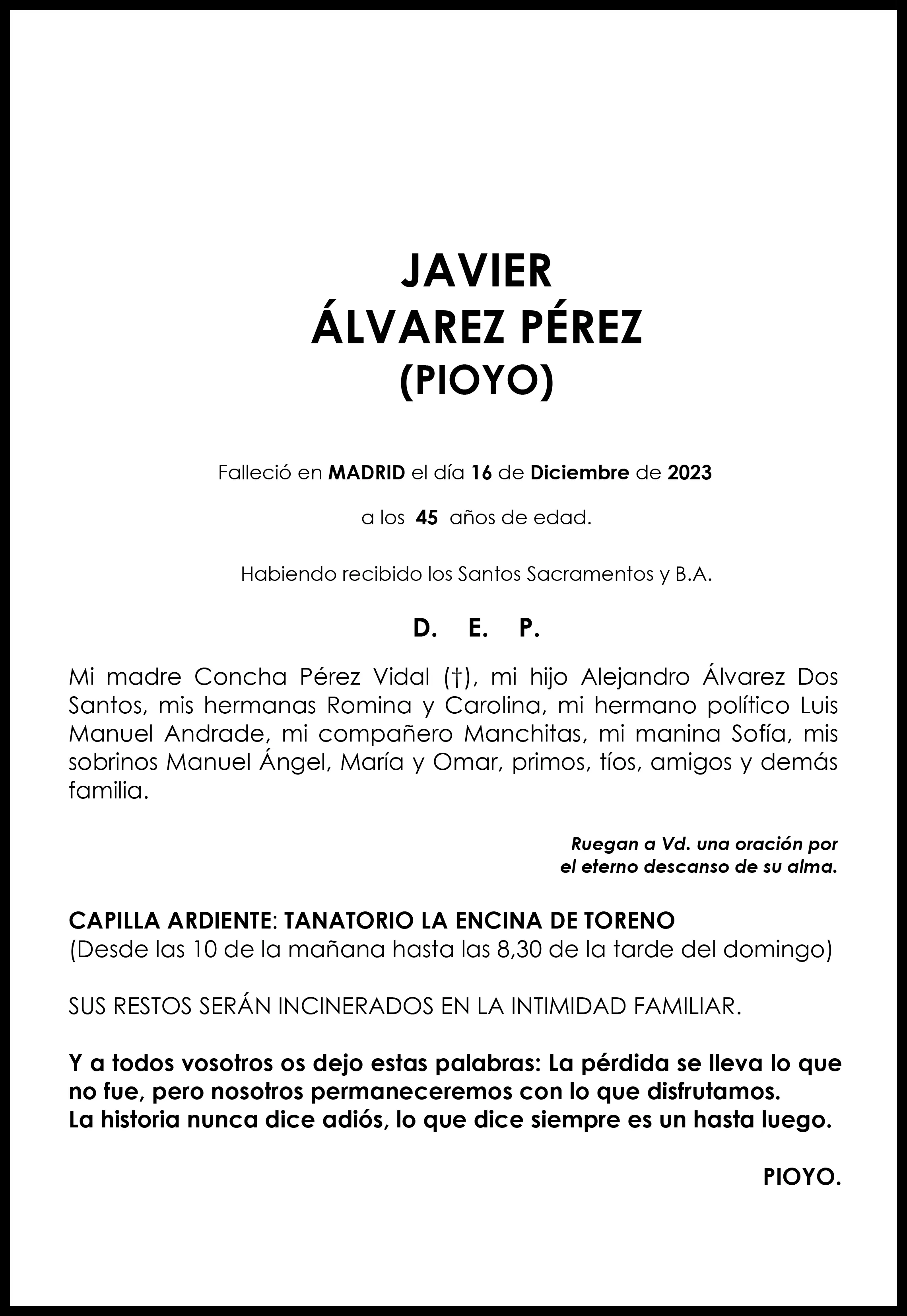 JAVIER ALVAREZ PEREZ