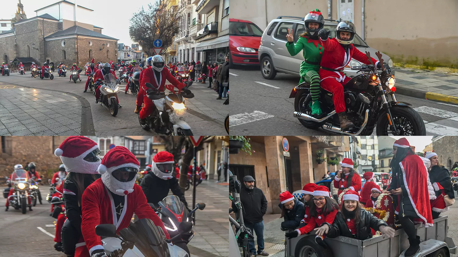 Papanoeles en moto en Bembibre a beneficio de la campaña de juguetes de Cruz Roja