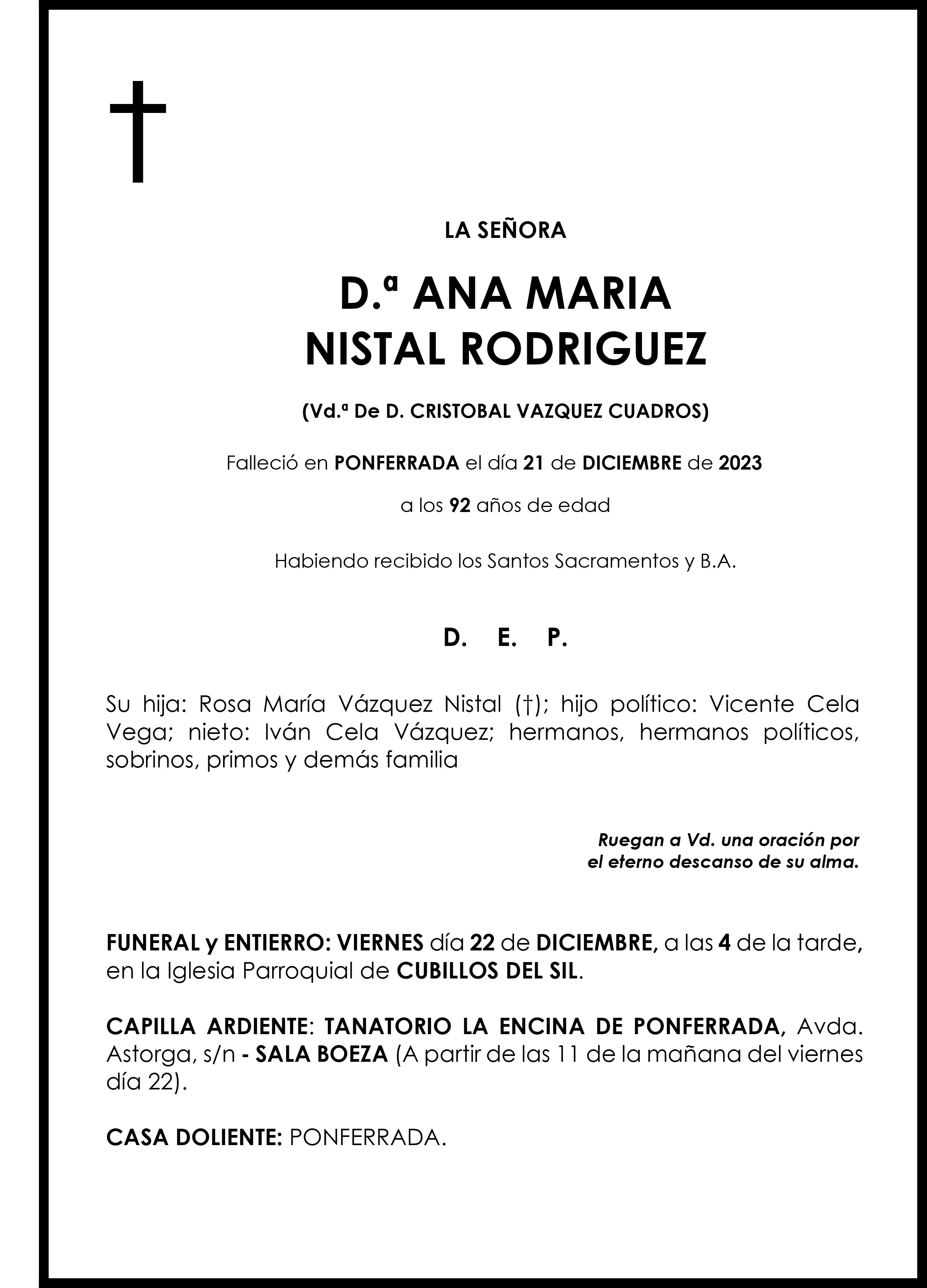 ANA MARIA NISTAL RODRIGUEZ