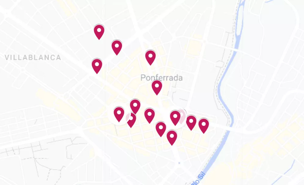 Solares vacíos en el centro de Ponferrada.