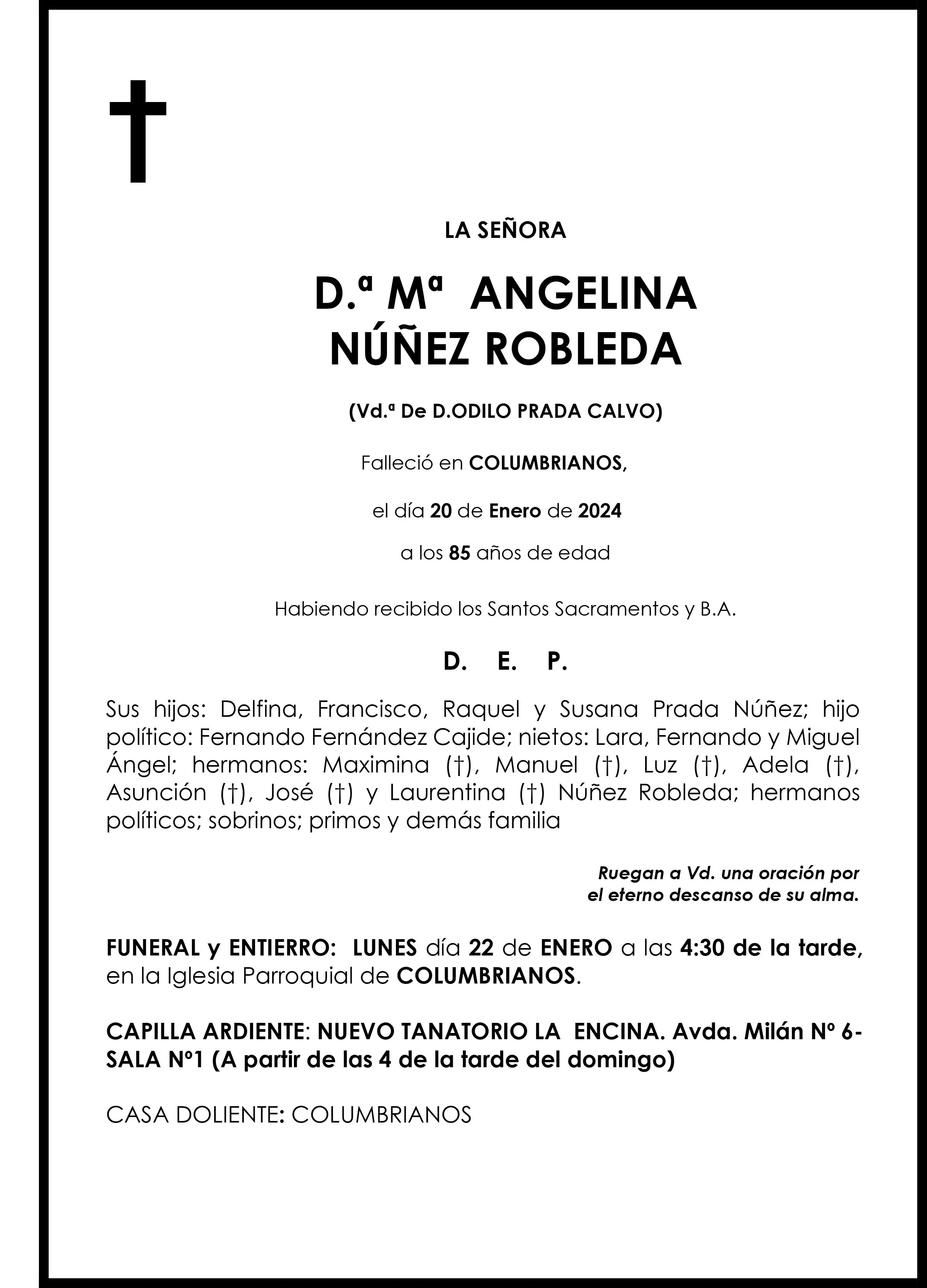 MARIA ANGELINA NUÑEZ ROBLEDA