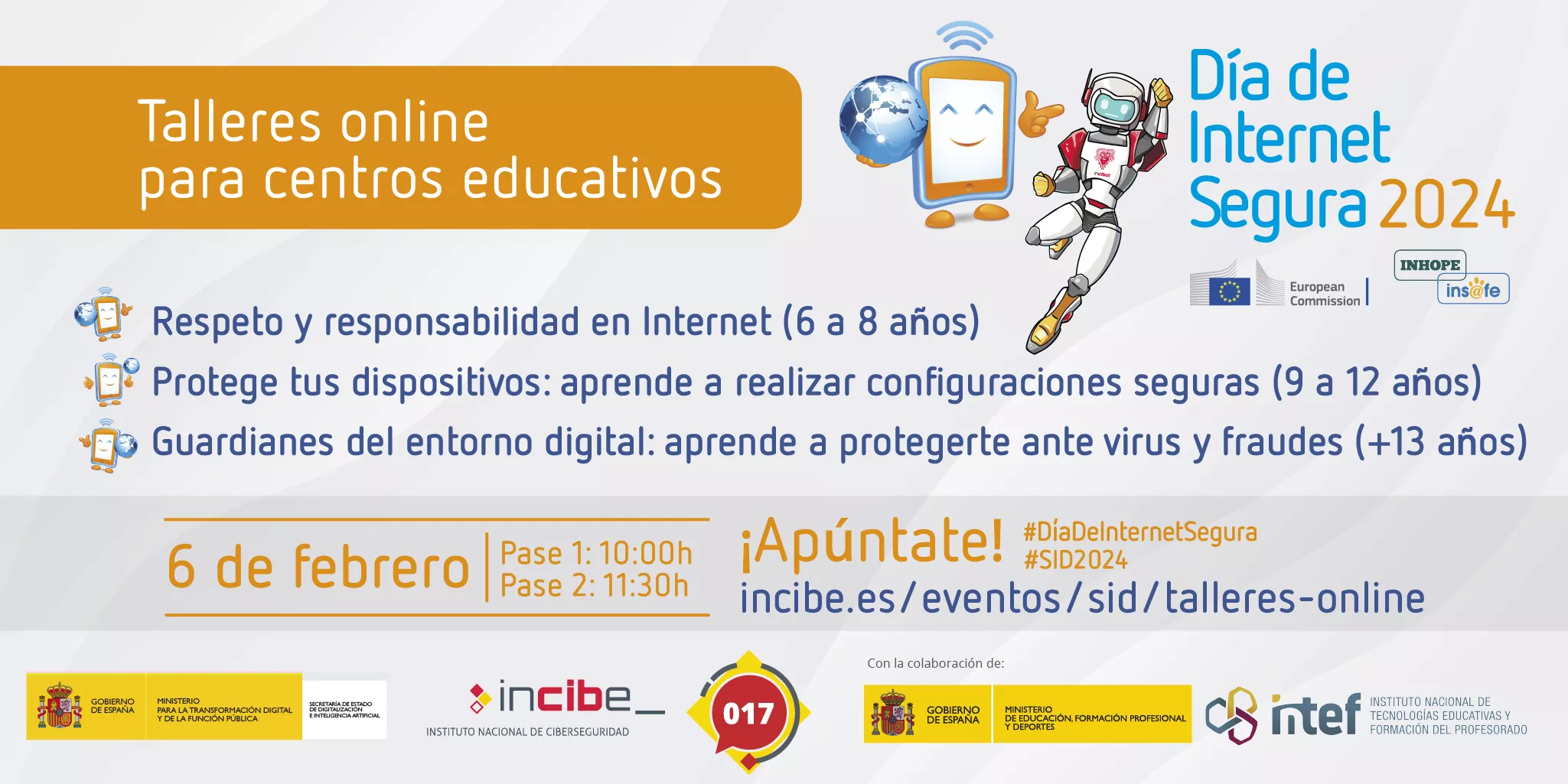 Talleres online para centros educativos del INCIBE