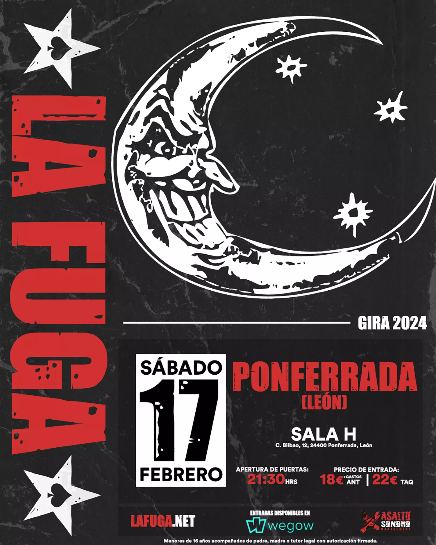 Imagen del cartel del concierto deLa Fuga en Ponferrada