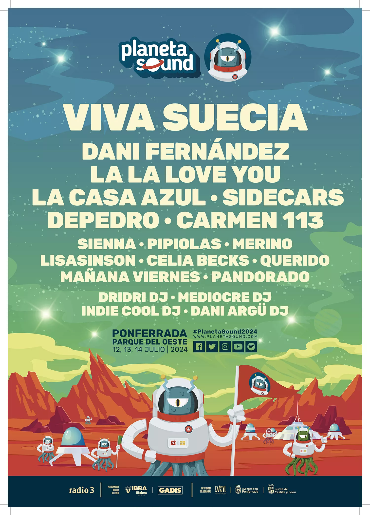 Cartel completo del Planeta Sound Ponferrada