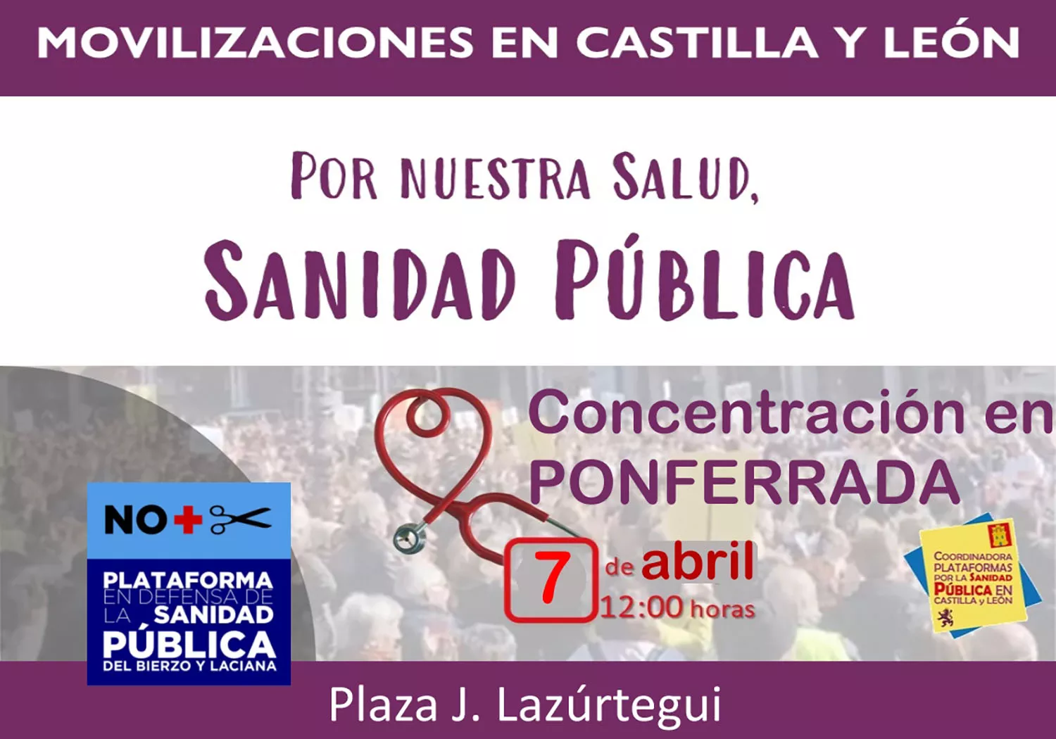 Ponferrada se echará a las calles el Día Mundial de la Salud ante la pésima situación sanitaria