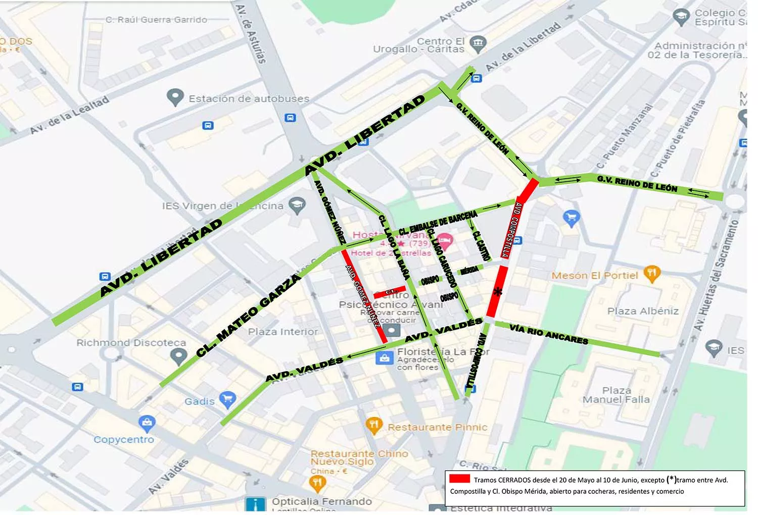 Cortes de tráfico por las obras de la Red de Calor de Ponferrada