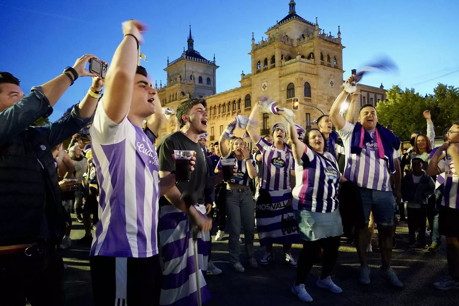 Celebración en la plaza Zorrilla del ascenso del Real Valladolid de fútbol a primera división