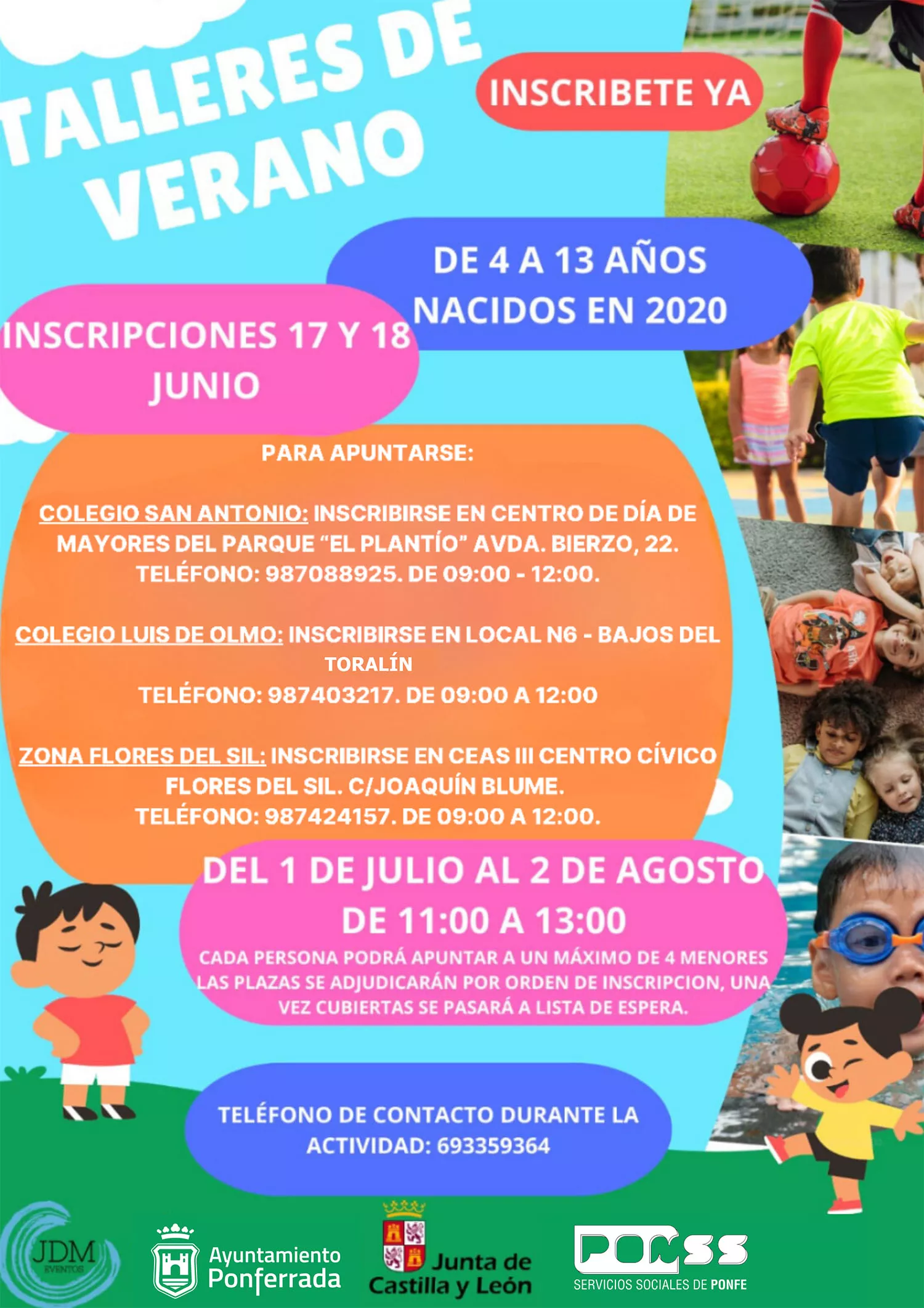 Cartel talleres de verano en Ponferrada