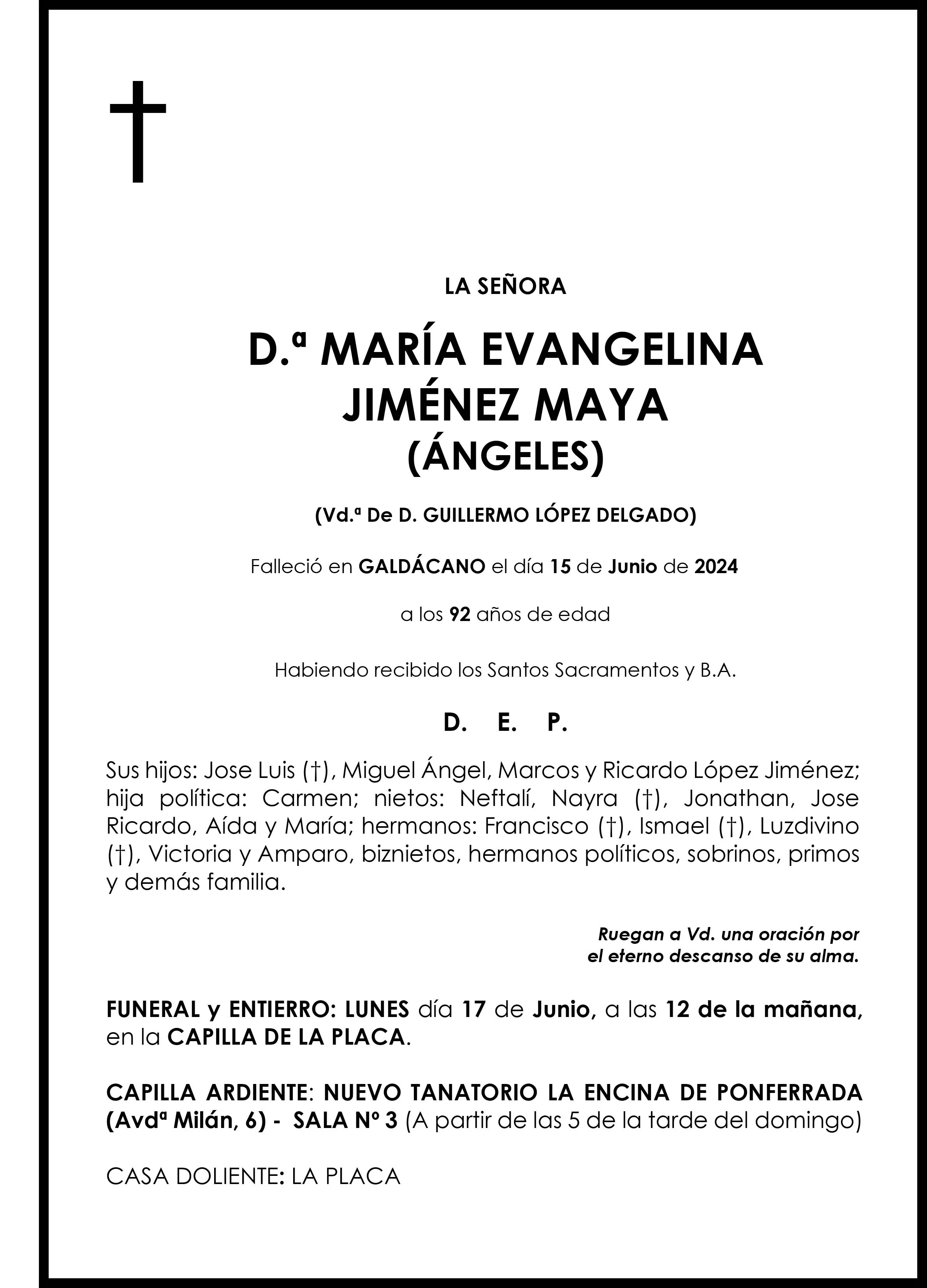 MARIA EVANGELINA JIMENEZ MAYA   ANGELES