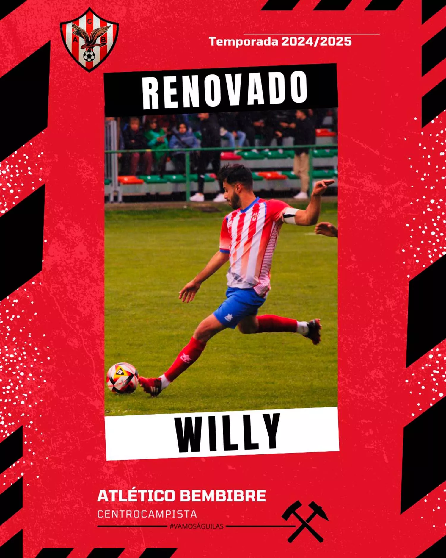 Anuncio de la renovación de Willy en las redes sociales del Atlético Bembibre