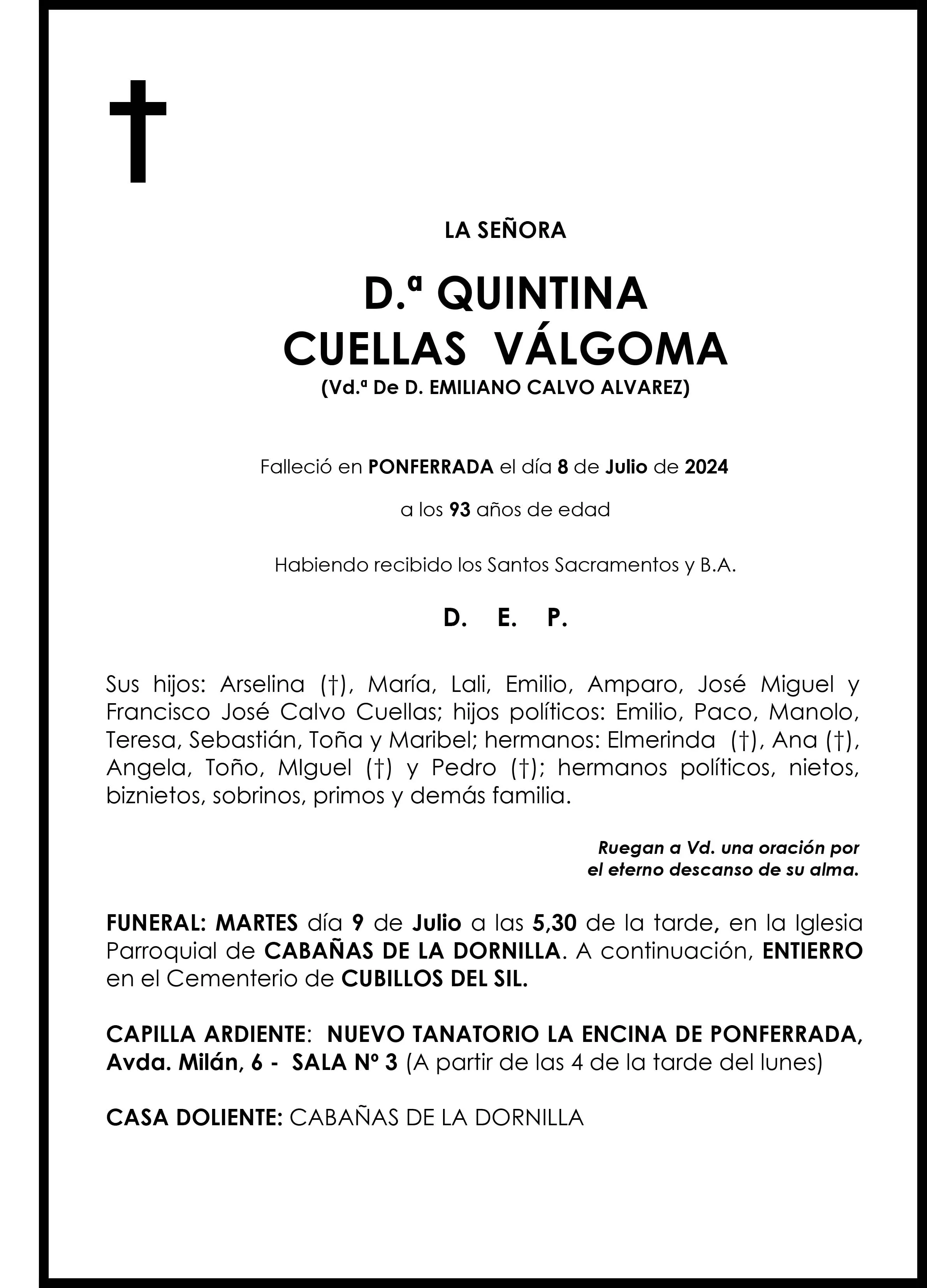 QUINTINA CUELLAS VÁLGOMA