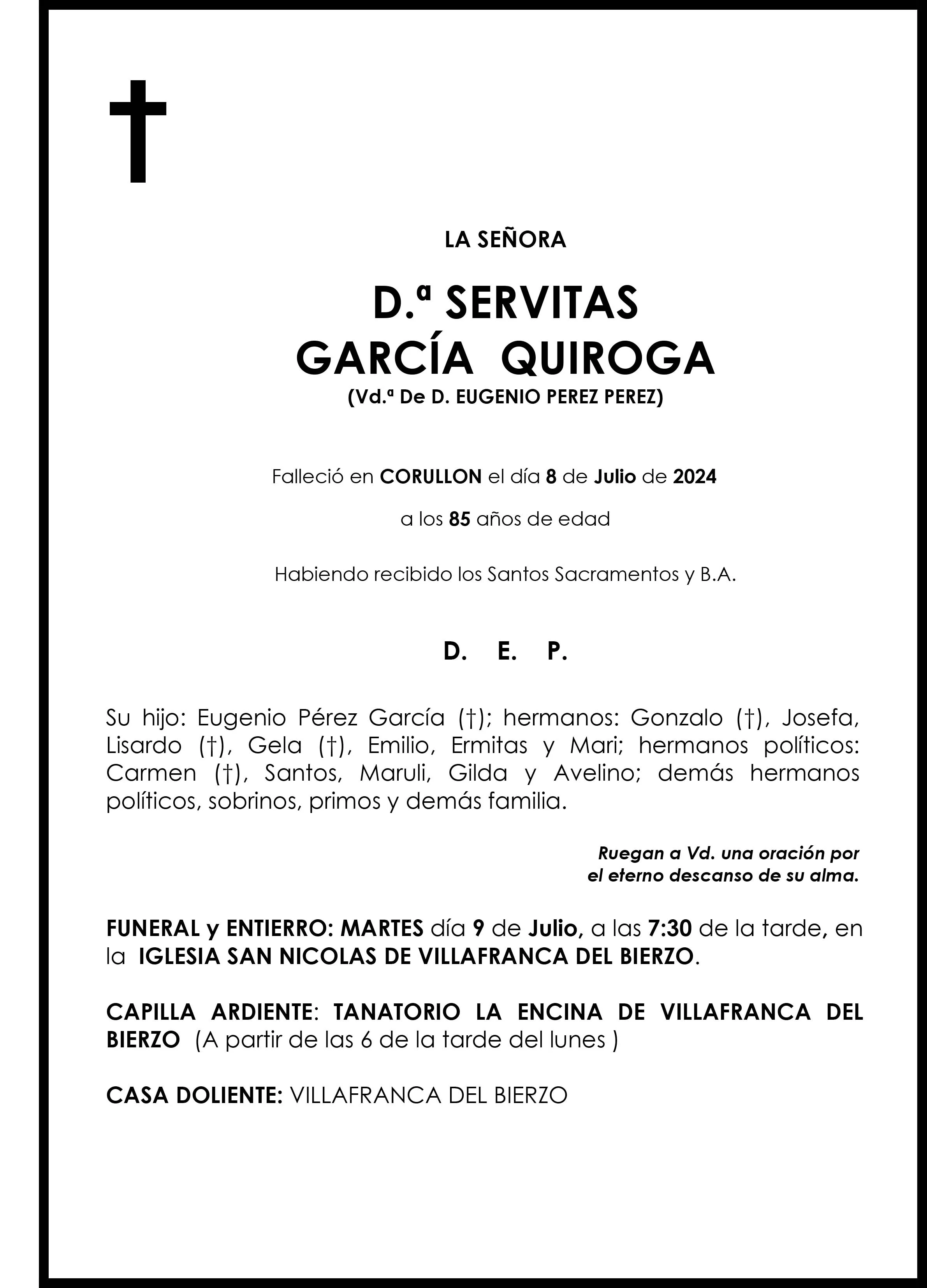 SERVITAS GARCÍA QUIROGA