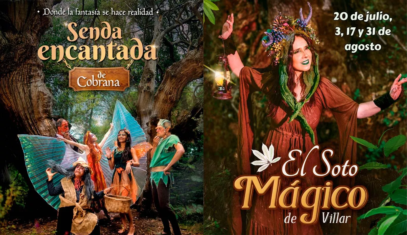 Carteles de las visitas teatralizadas 'la senda encantada de Cobrana' y 'el soto mágico de Villar'