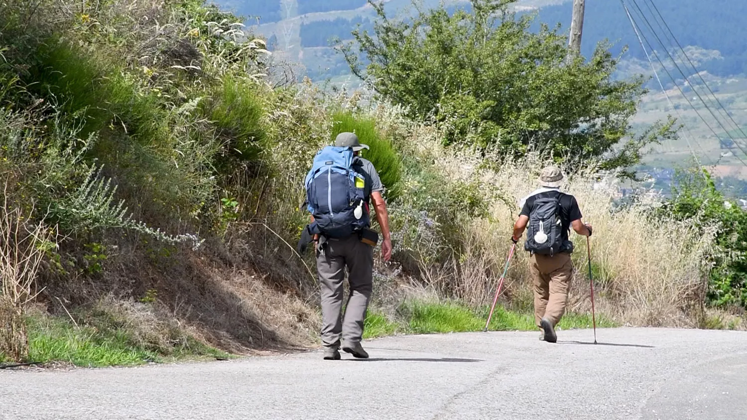 Peregrinos haciendo el Camino de Santiago a su paso por El Bierzo