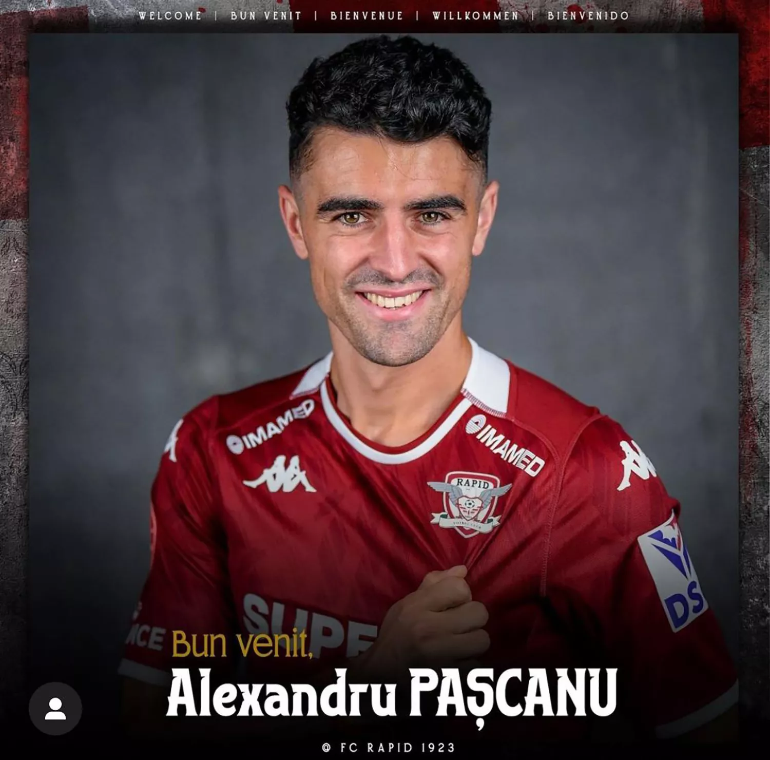  Alexandru Pașcanu en la imagen de bienvenida al Rapid de Bucarest