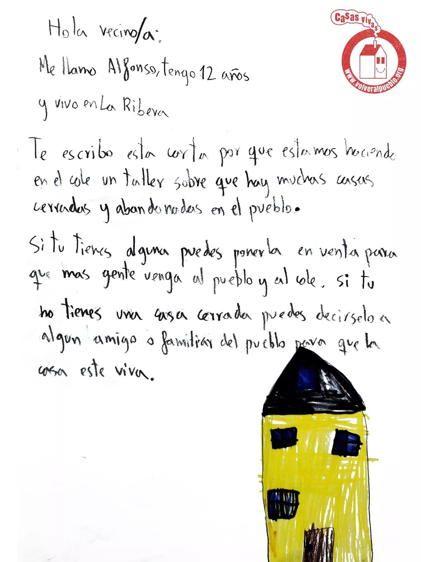 Carta Alfonso, proyecto Casas vivas