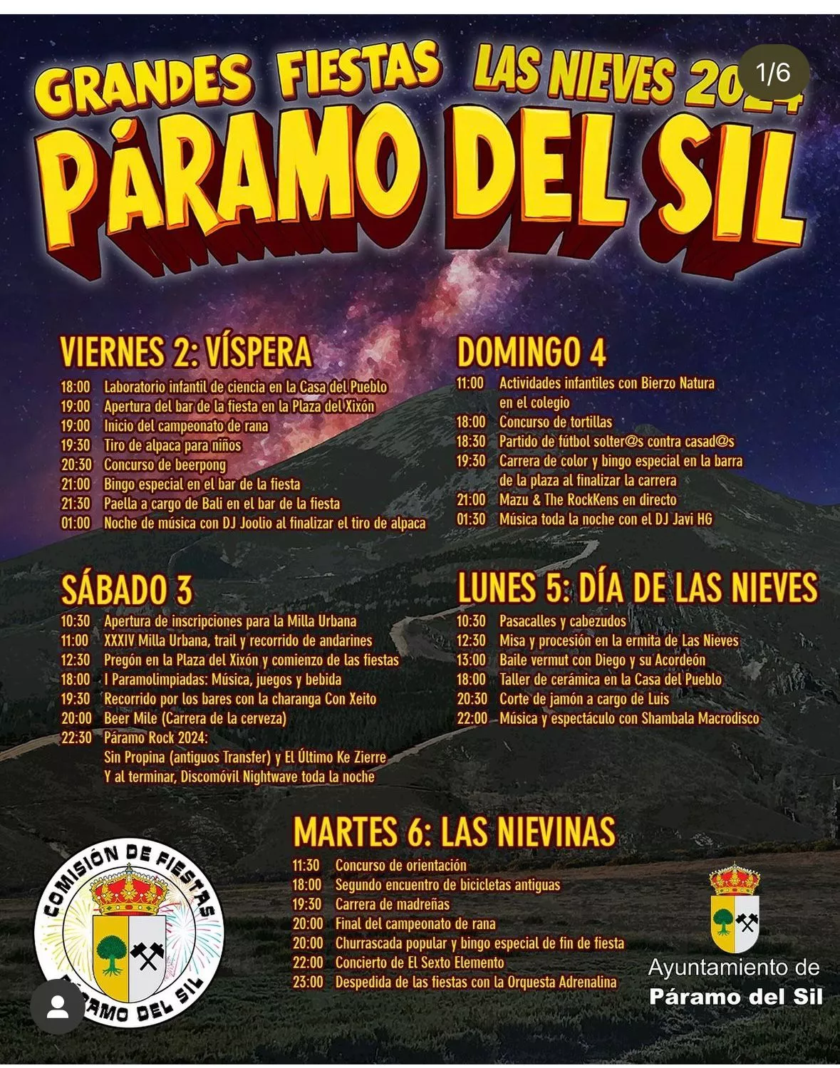 Cartel de las fiestas de Páramo del Sil 