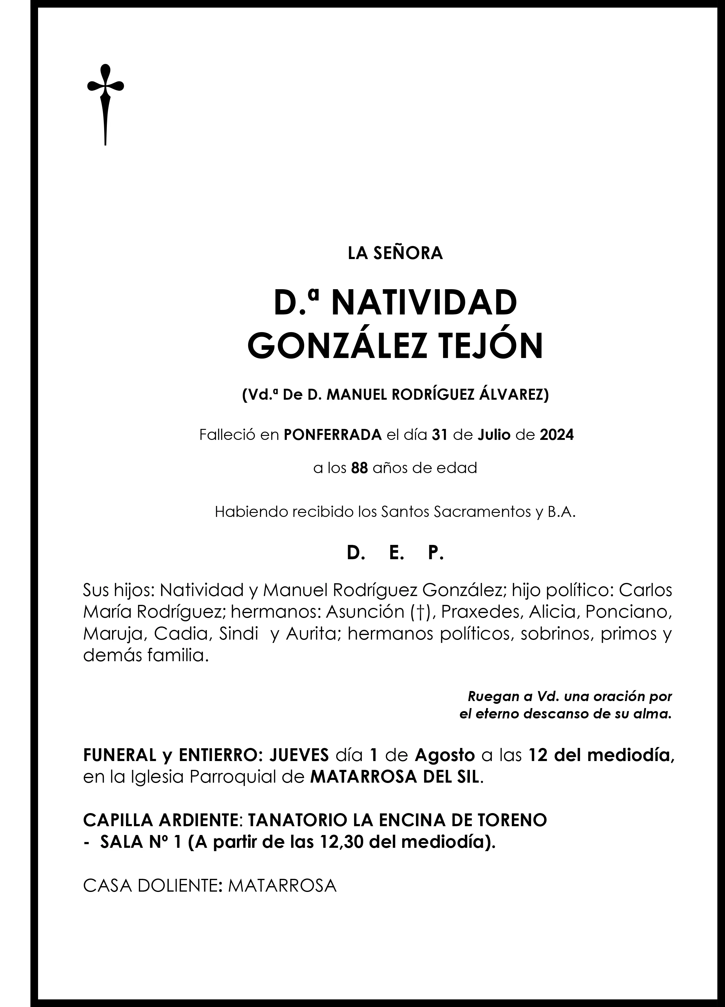 NATIVIDAD GONZALEZ TEJON