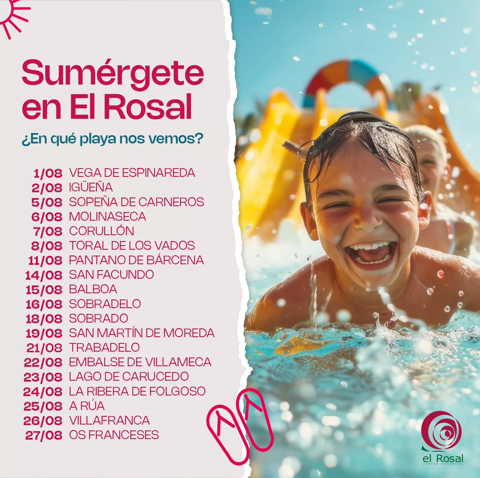 Calendario de las visitas del Rosal a las playas fluviales