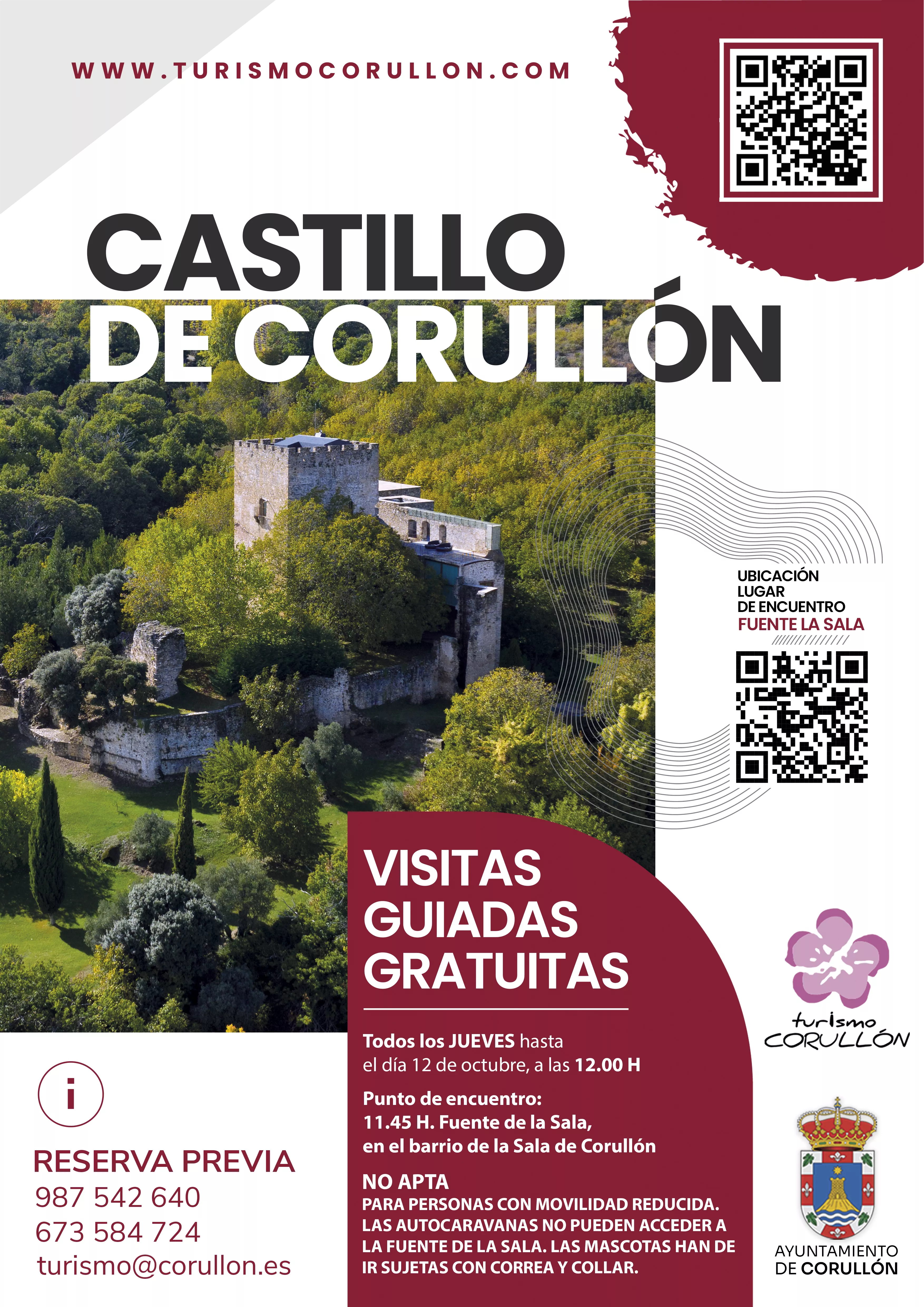 Cartel visitas al Castillo de Corullón