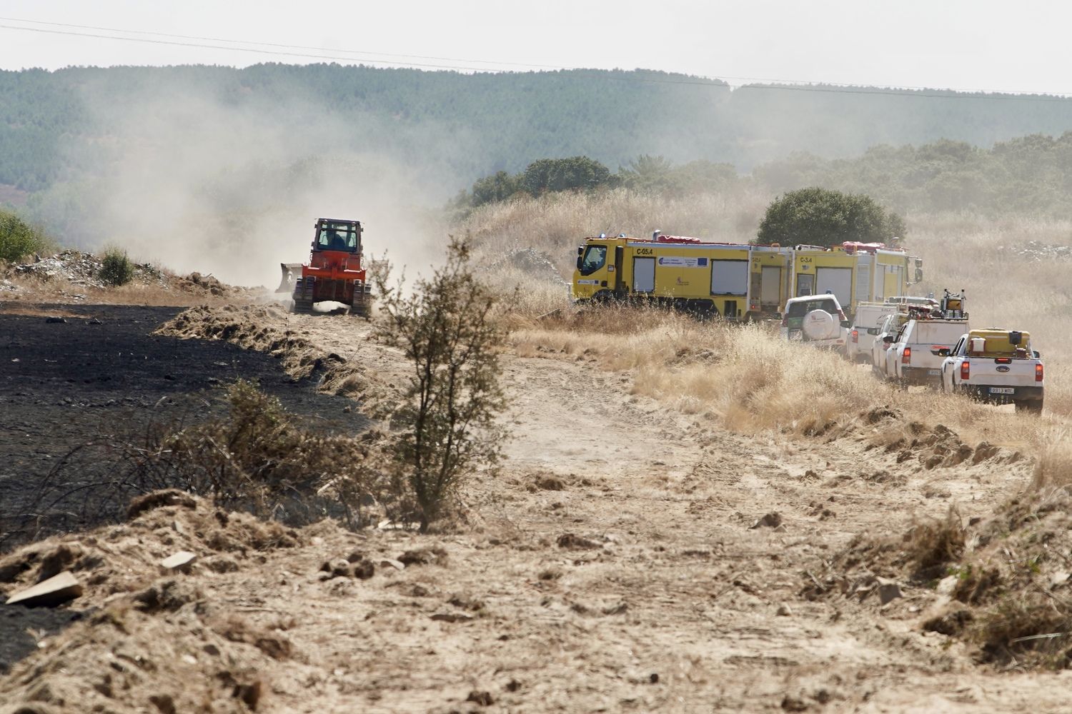 El incendio forestal de Castrillo de los Polvazaresbaja a nivel 1 | Campillo / ICAL.