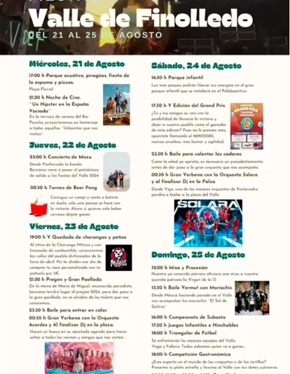 Cartel programación fiestas del Valle de Finolledo