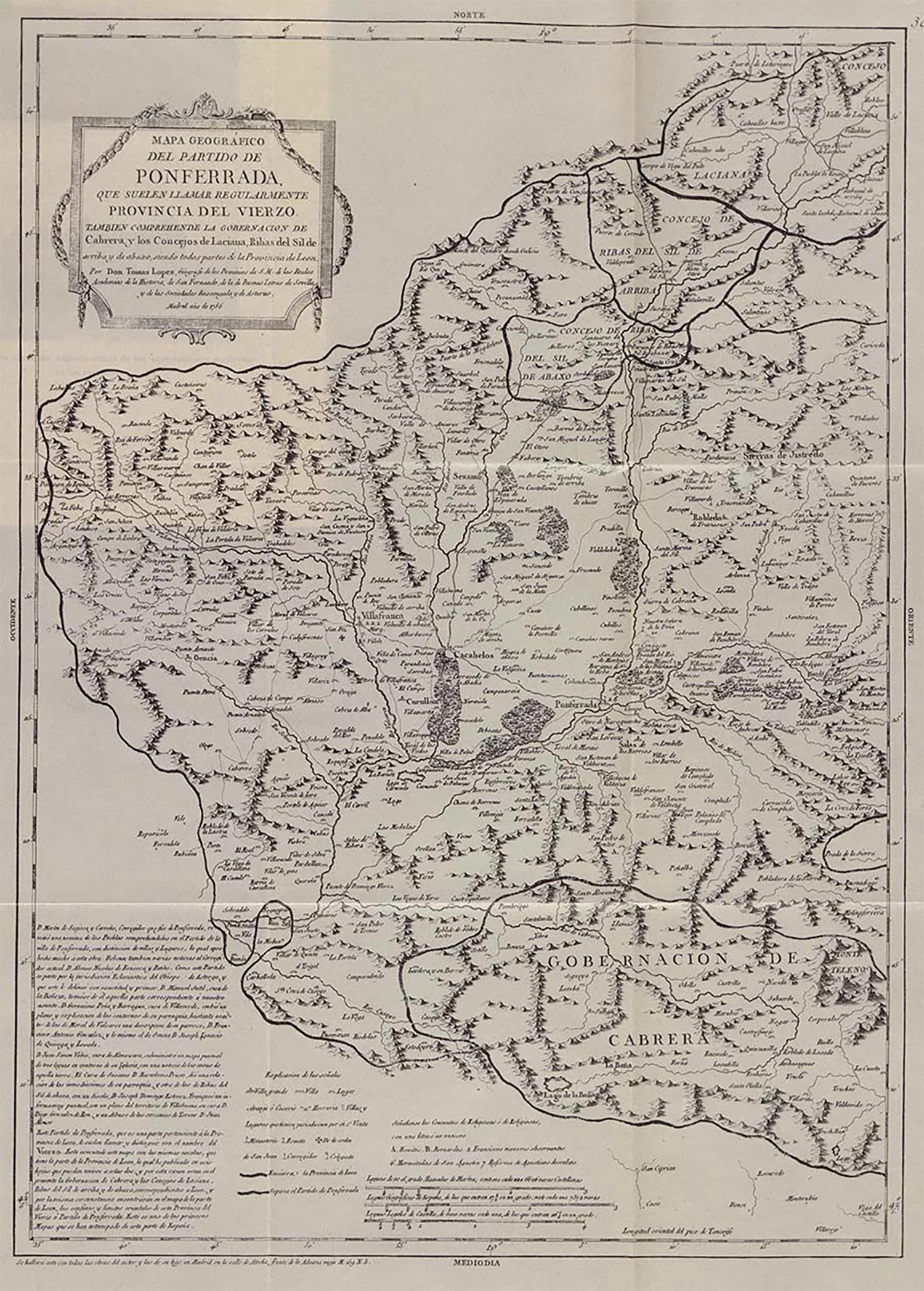 Mapa de lo que era la provincia del Vierzo 