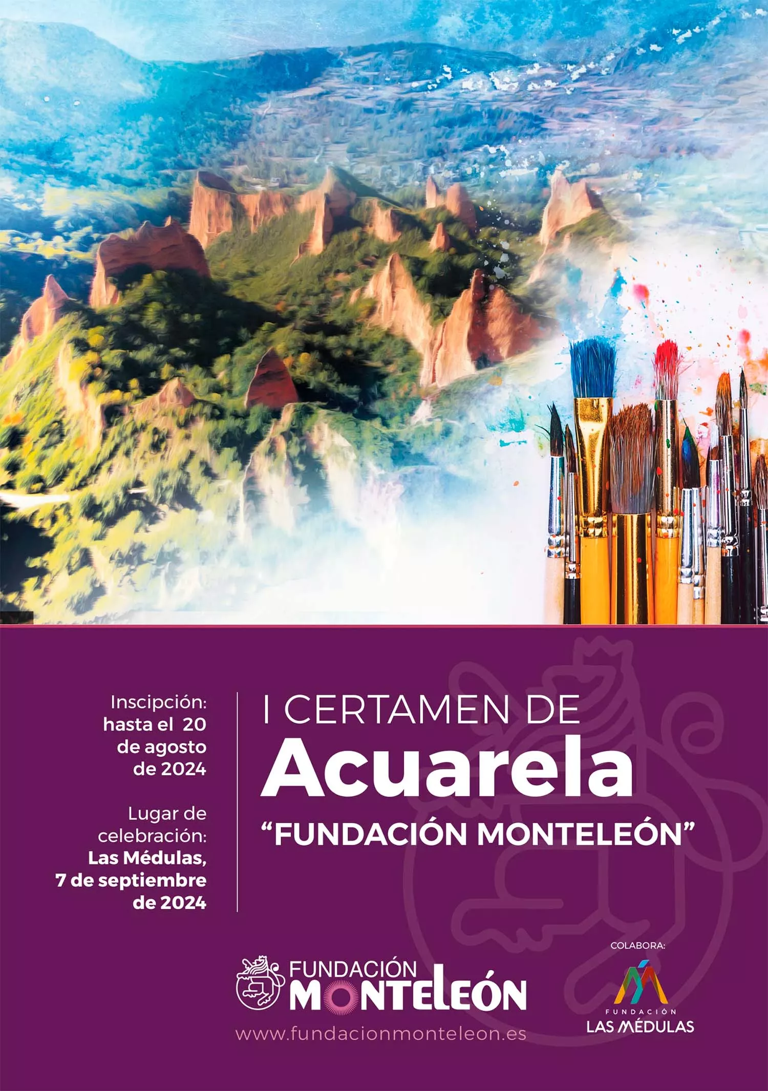 Cartel del I Certamen de Acuarela Fundación MonteLeón