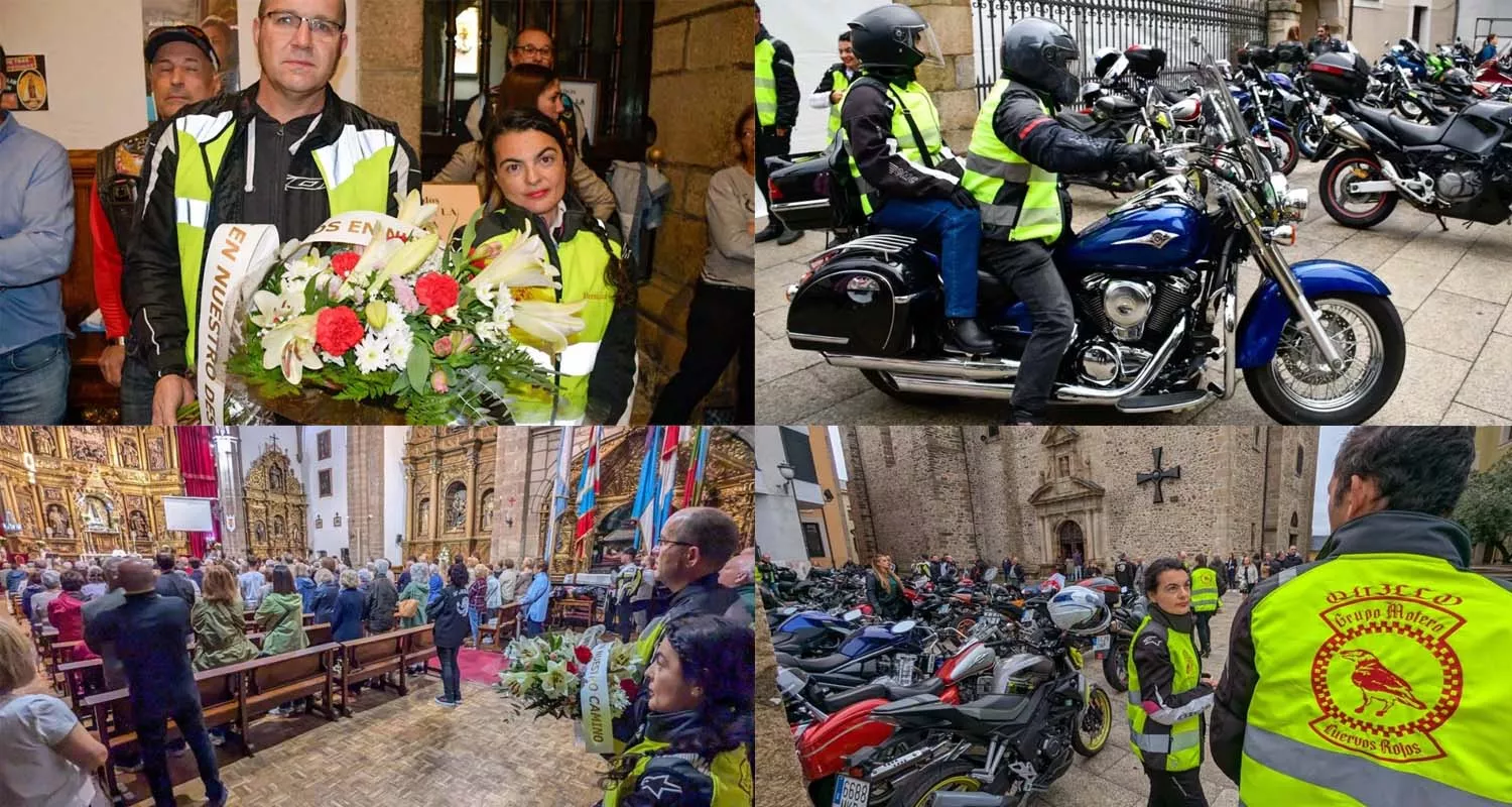 La Virgen de la Encina recibe la ofrenda floral de los moteros en Ponferrada