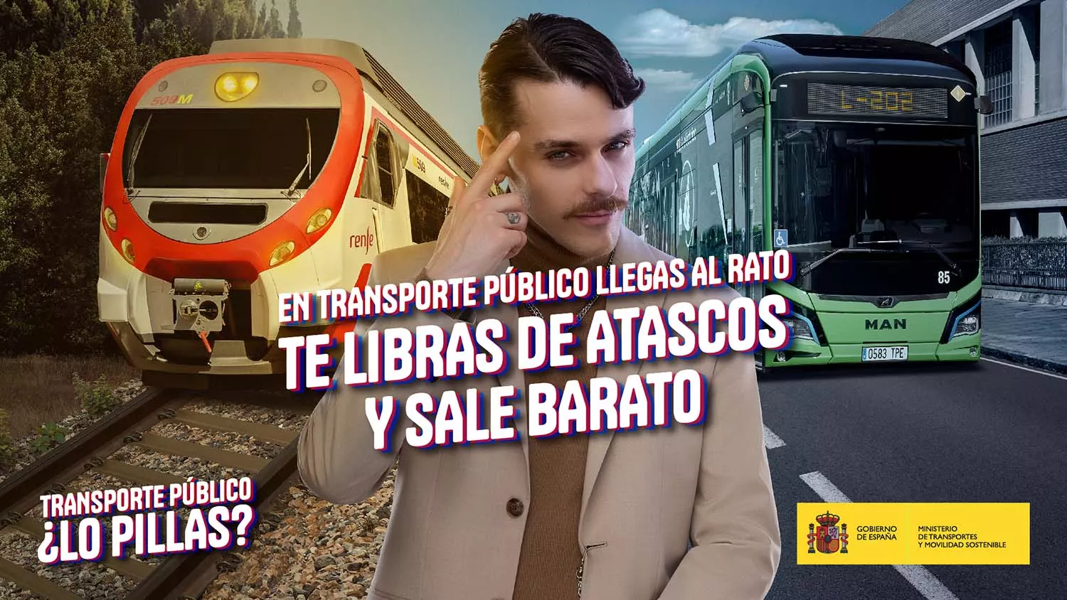 Transportes aprovecha el lema de Sánchez más transporte público y menos Lamborghini para un nuevo spot