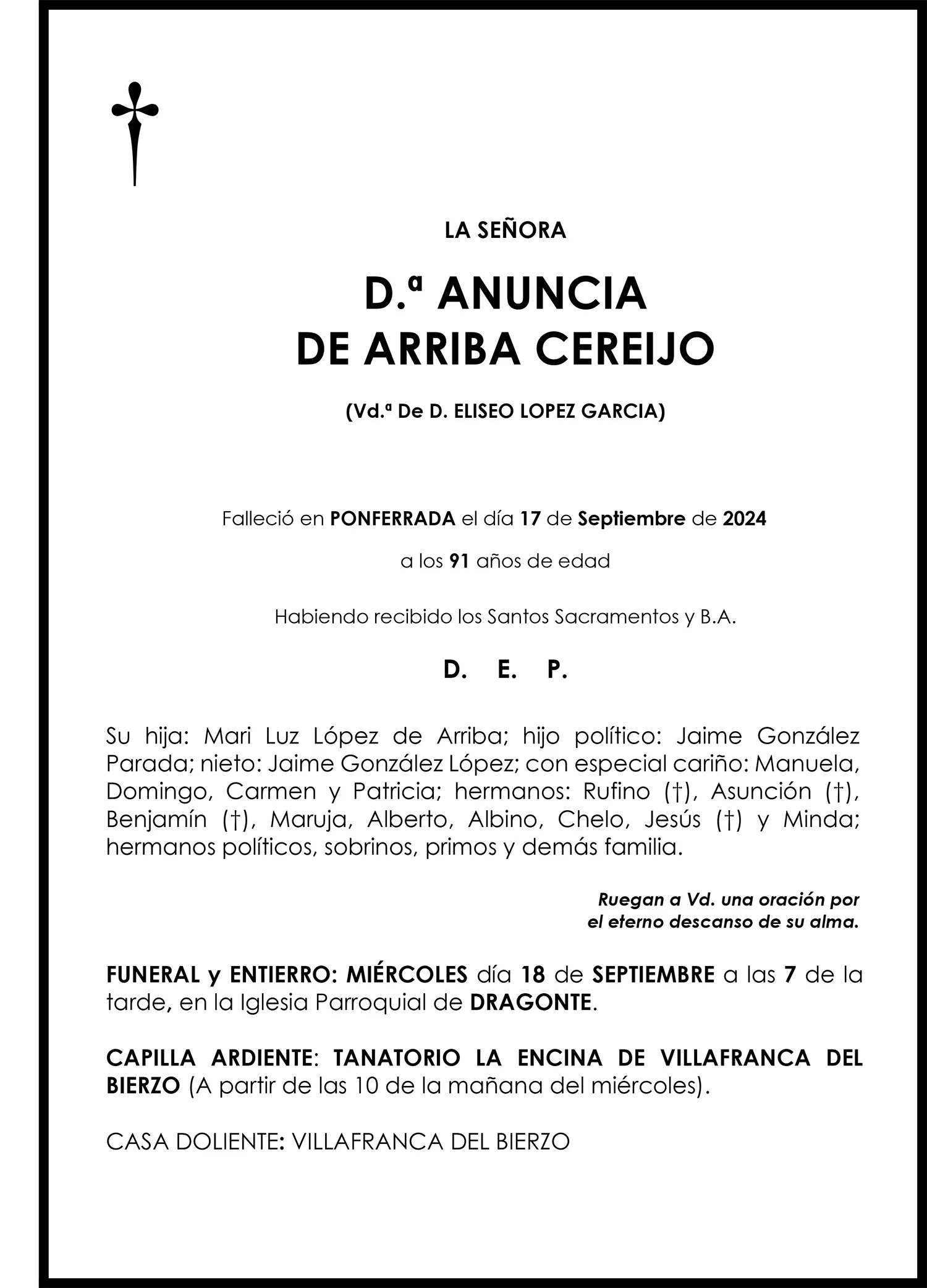 ANUNCIA DE ARRIBA CEREIJO