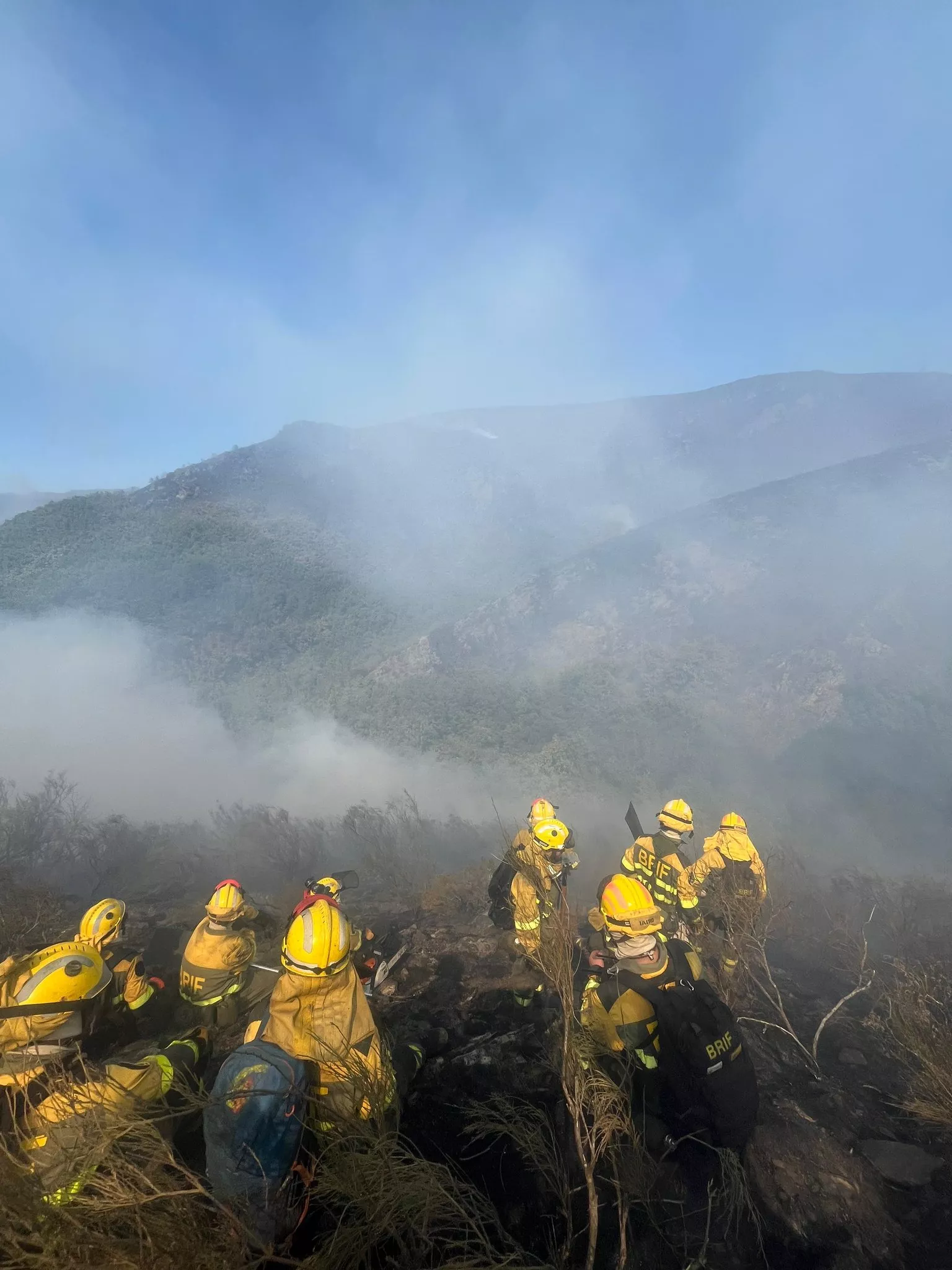 Efectivos de la BRIF en el incendio de Brañuelas