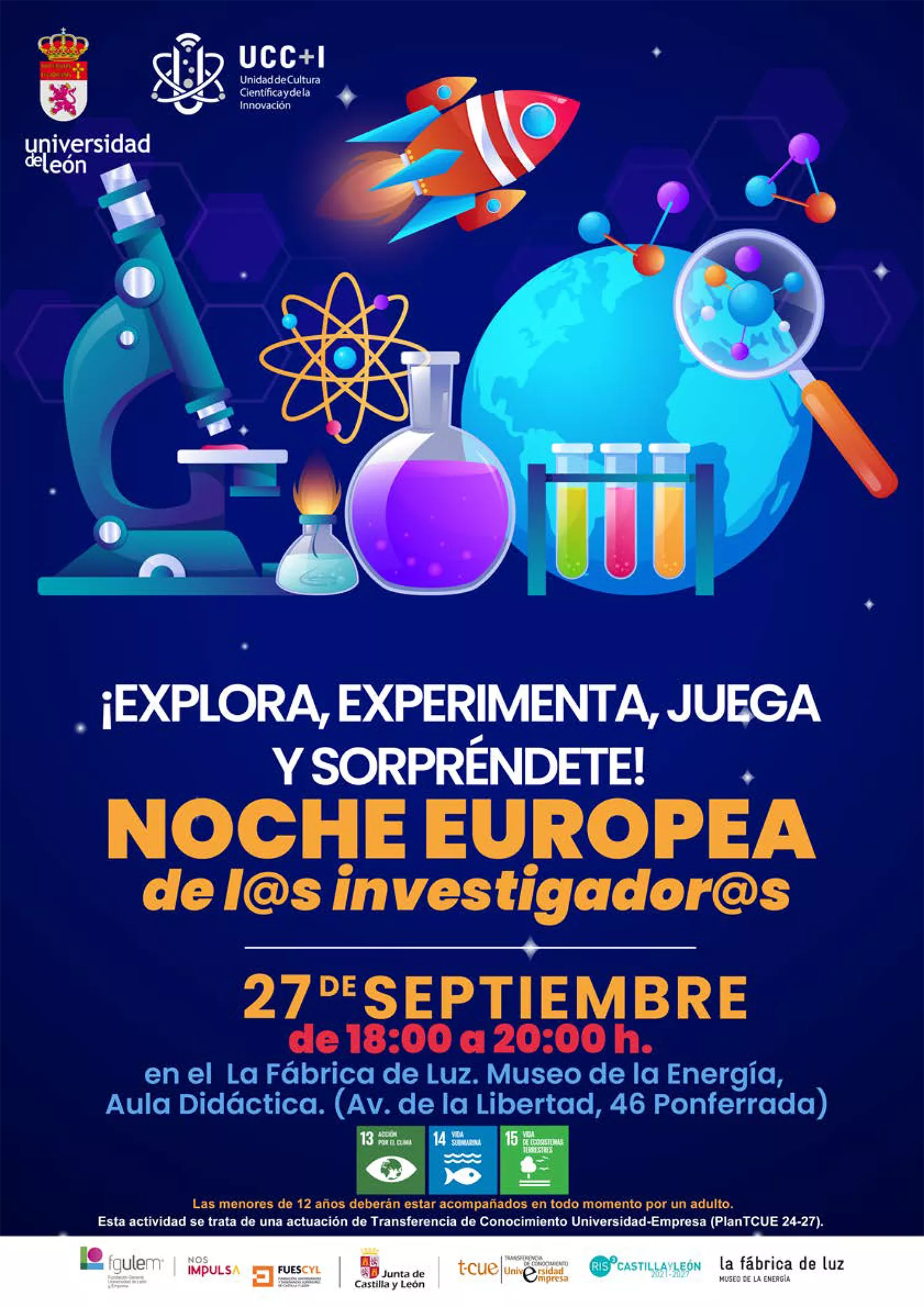 Cartel Noche Europea de los investigadores en Ponferrada