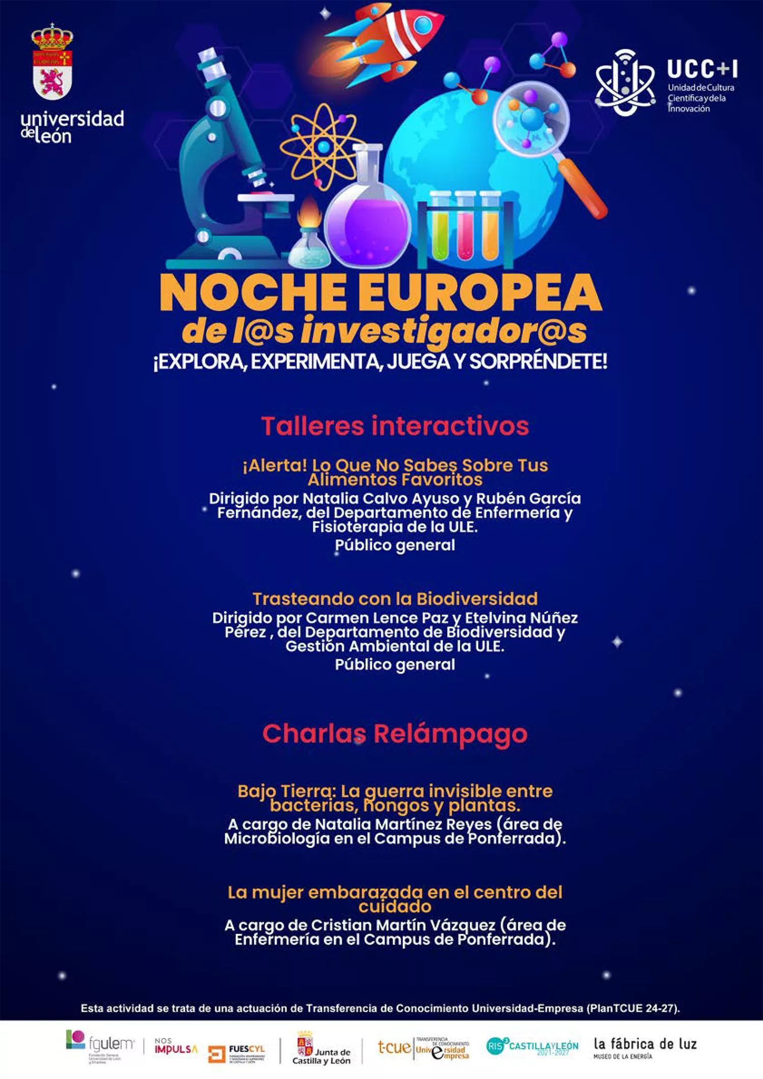 Programación Noche Europea de los investigadores en Ponferrada