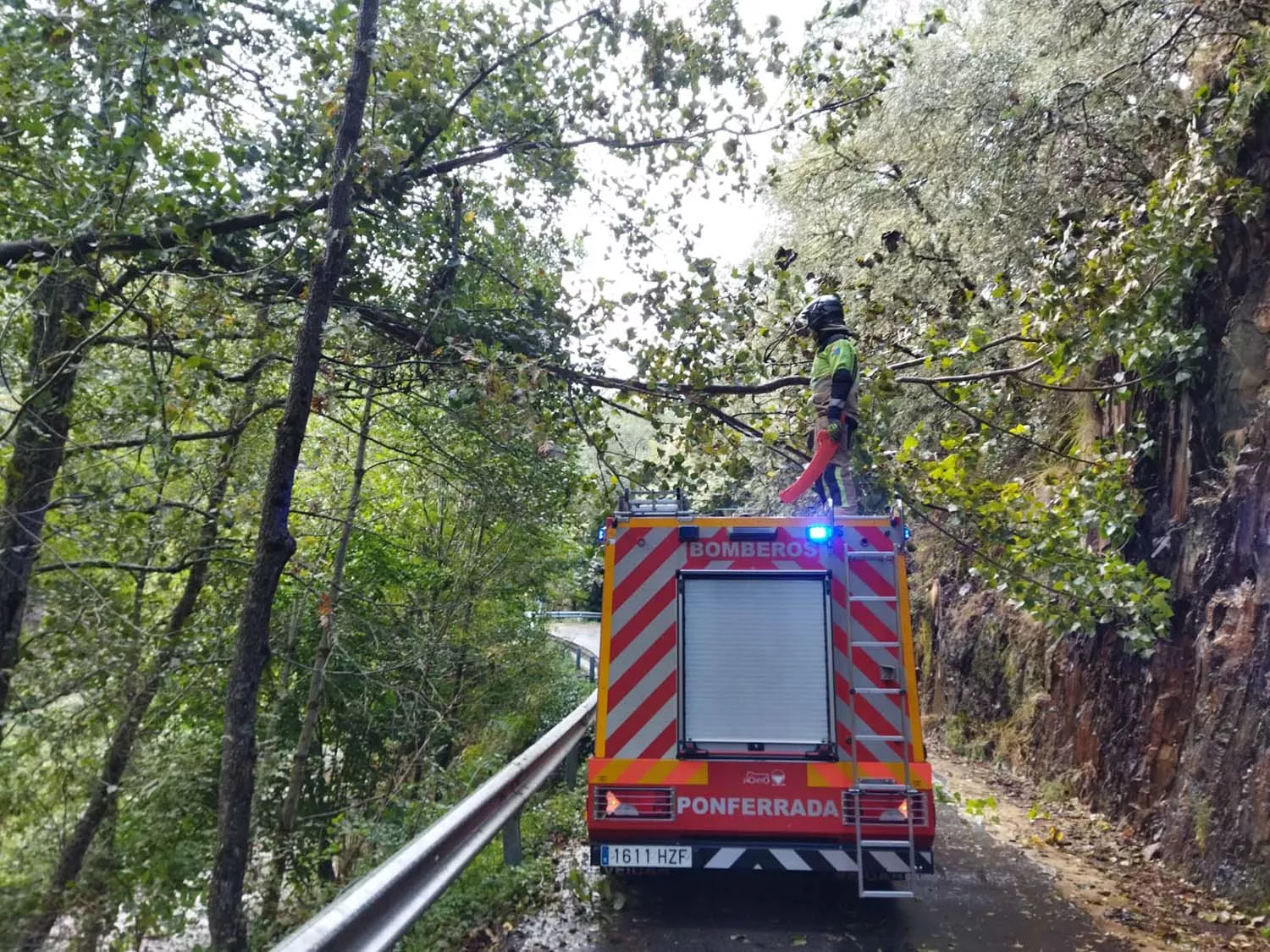 Intervención de los bomberos en la Carretera de Peñalba