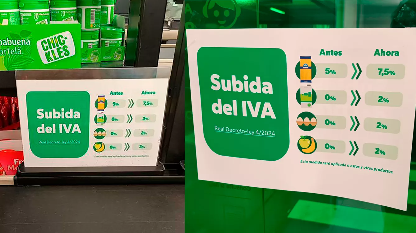 Así son los carteles del Mercadona que avisan del aumento del IVA 5