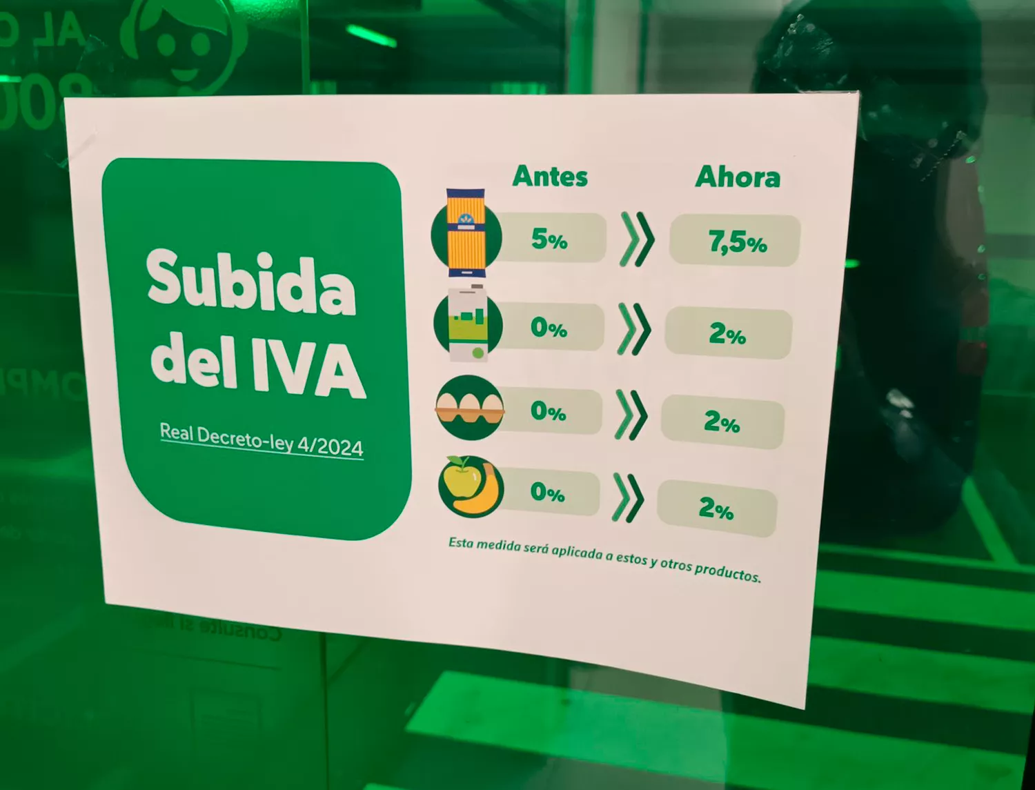 Así son los carteles del Mercadona que avisan del aumento del IVA