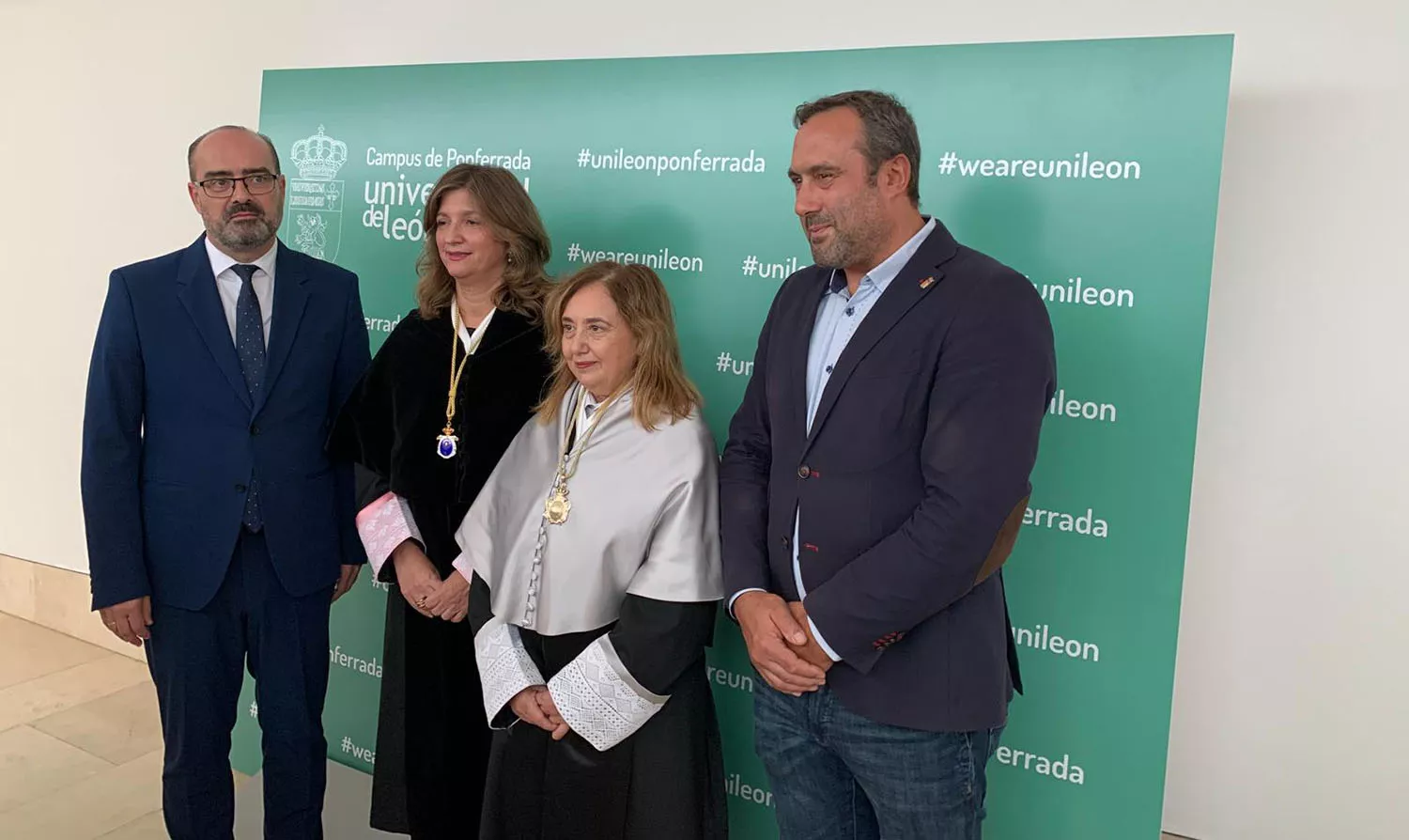 El alcalde de Ponferrada, Marco Morala, la rectora de ULE Nuria González y la vicerrectora del Campus de Ponferrada, Pilar Marqués