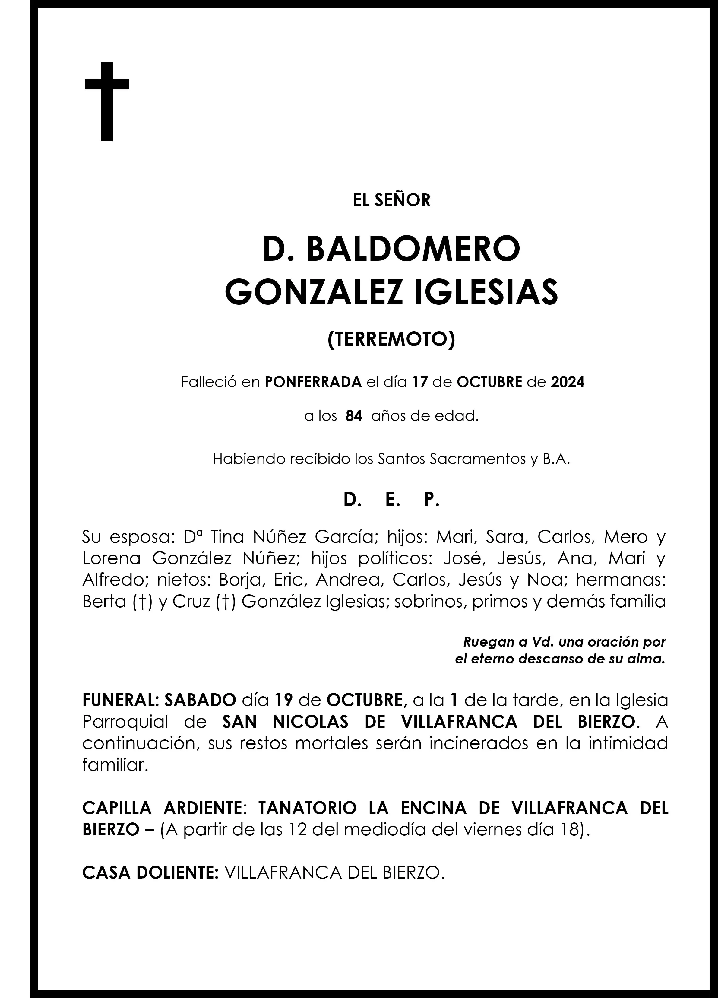 BALDOMERO GONZALEZ IGLESIAS