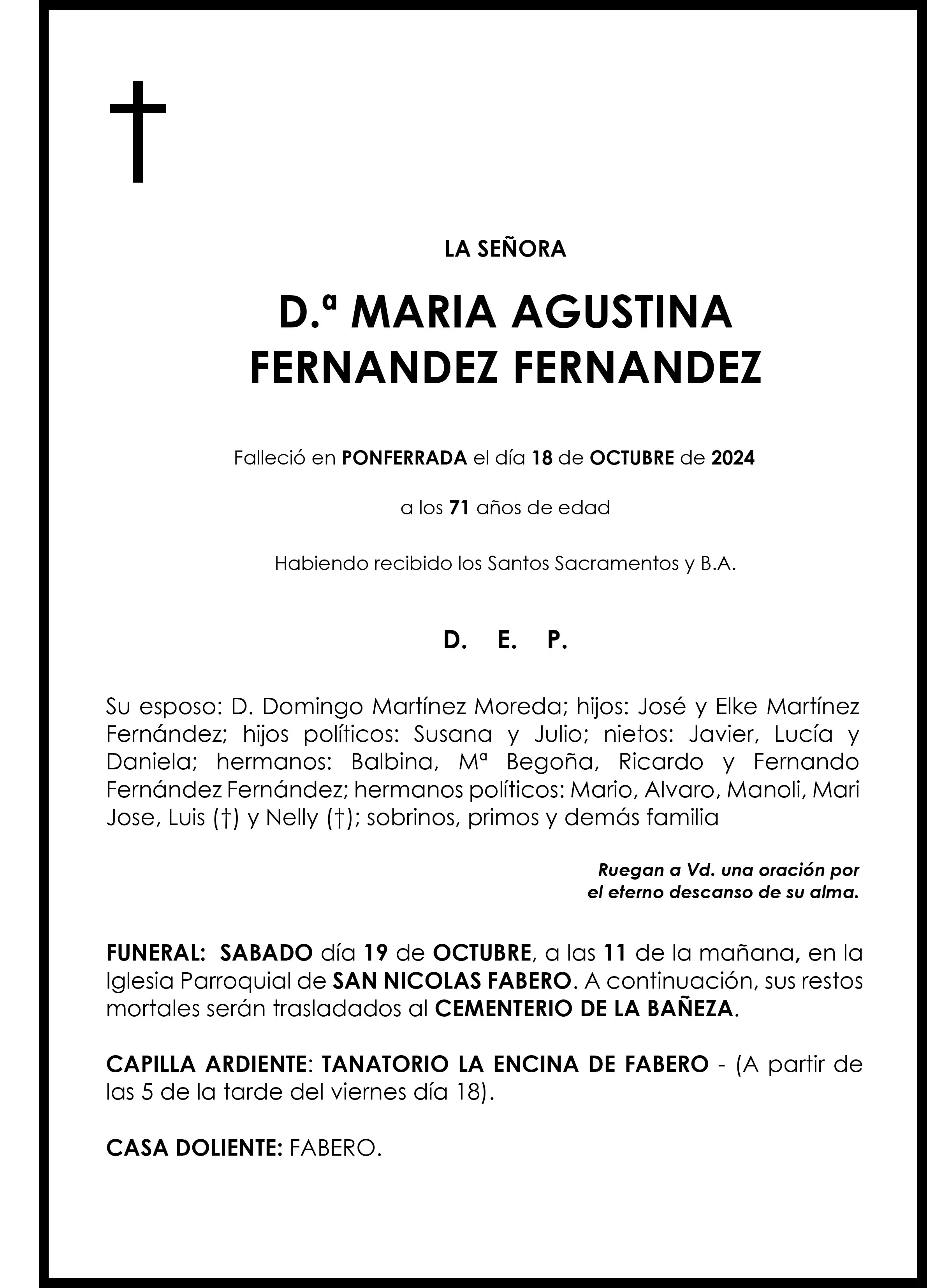 MARIA AGUSTINA FERNANDEZ FERNANDEZ