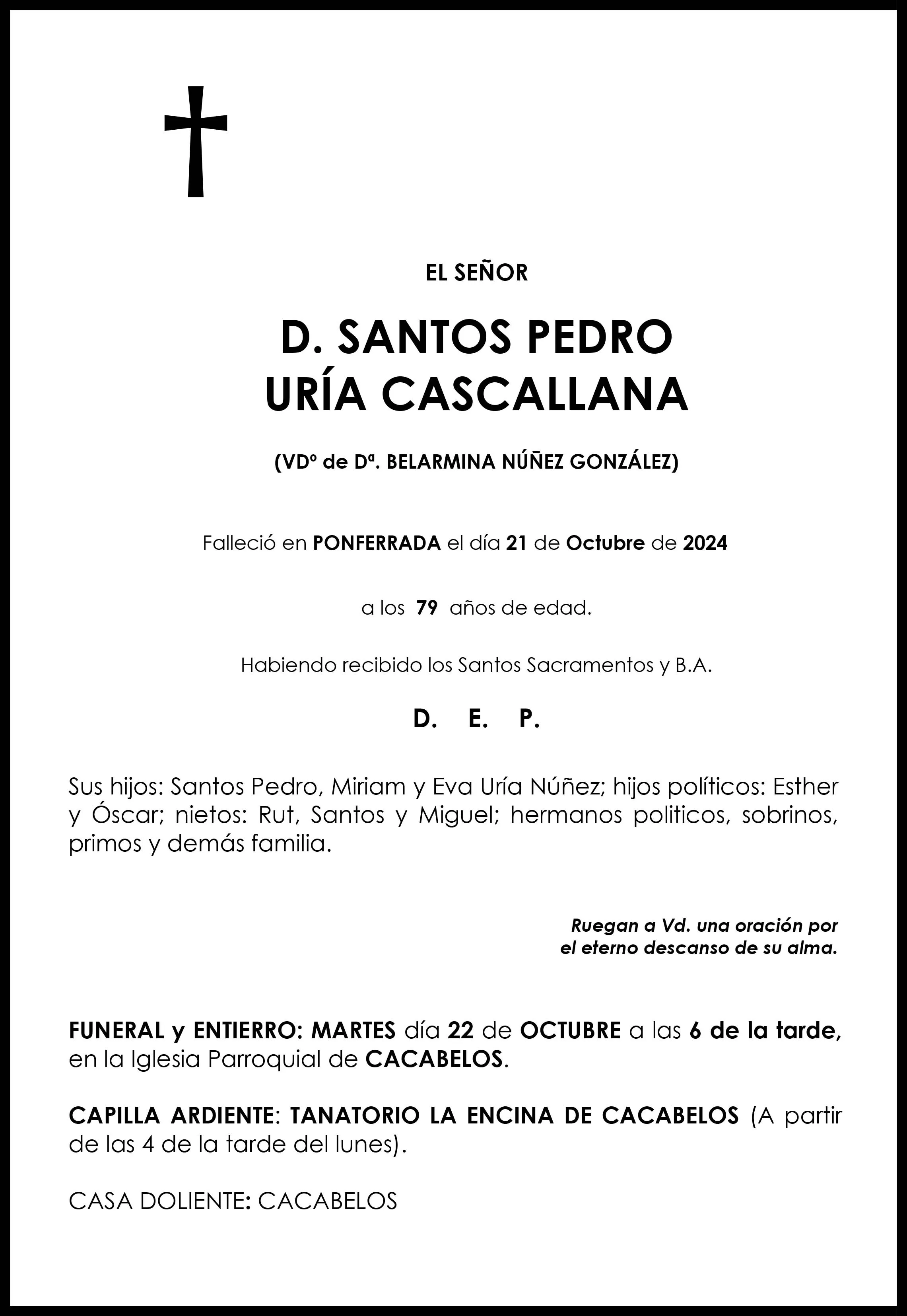 SANTOS PEDRO URÍA CASCALLANA