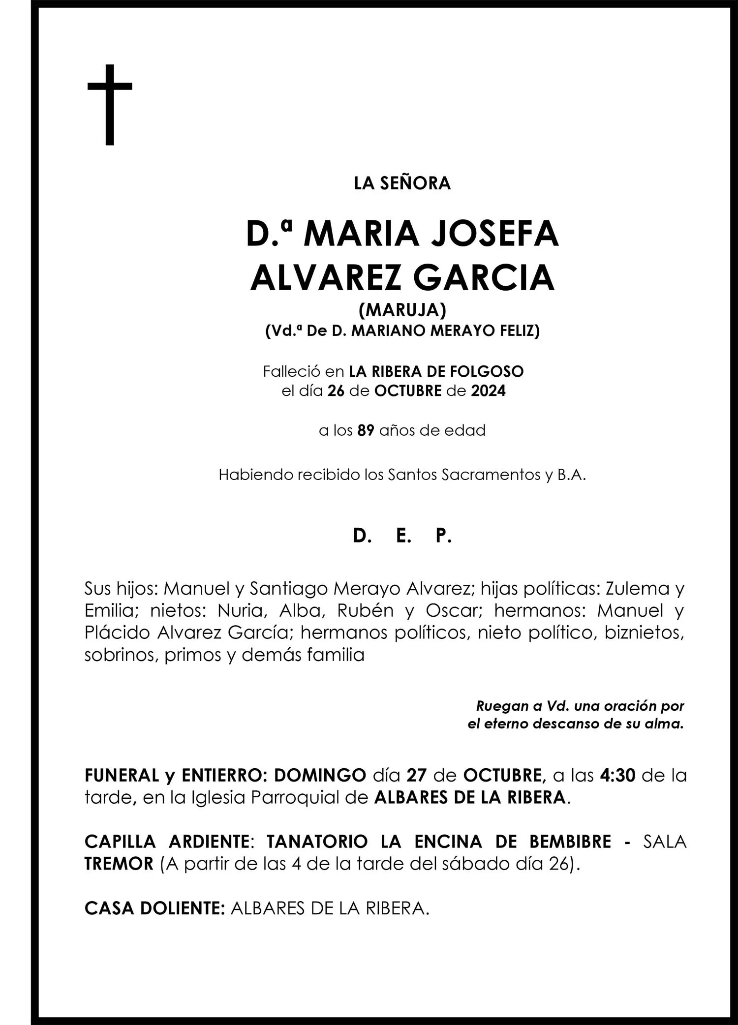 MARIA JOSEFA ALVAREZ GARCIA