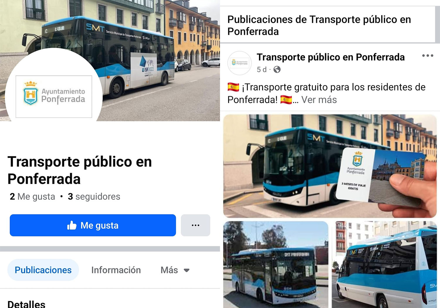 Perfil falso de Facebook del transporte urbano de Ponferrada