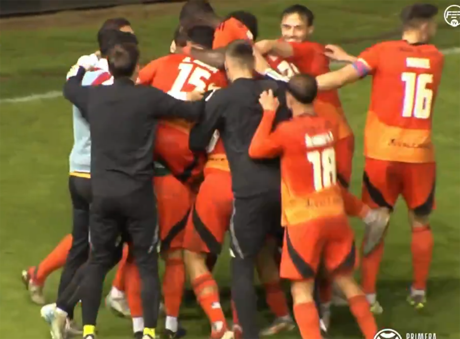 Celebración del segundo gol de la Ponferradina contra el Real Unión