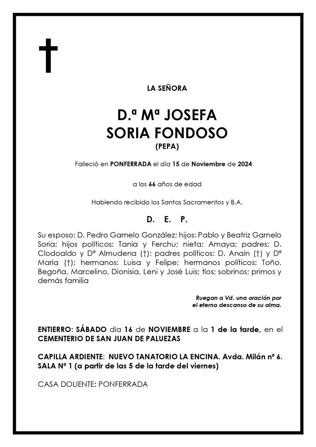 Mª JOSEFA SORIA FONDOSO