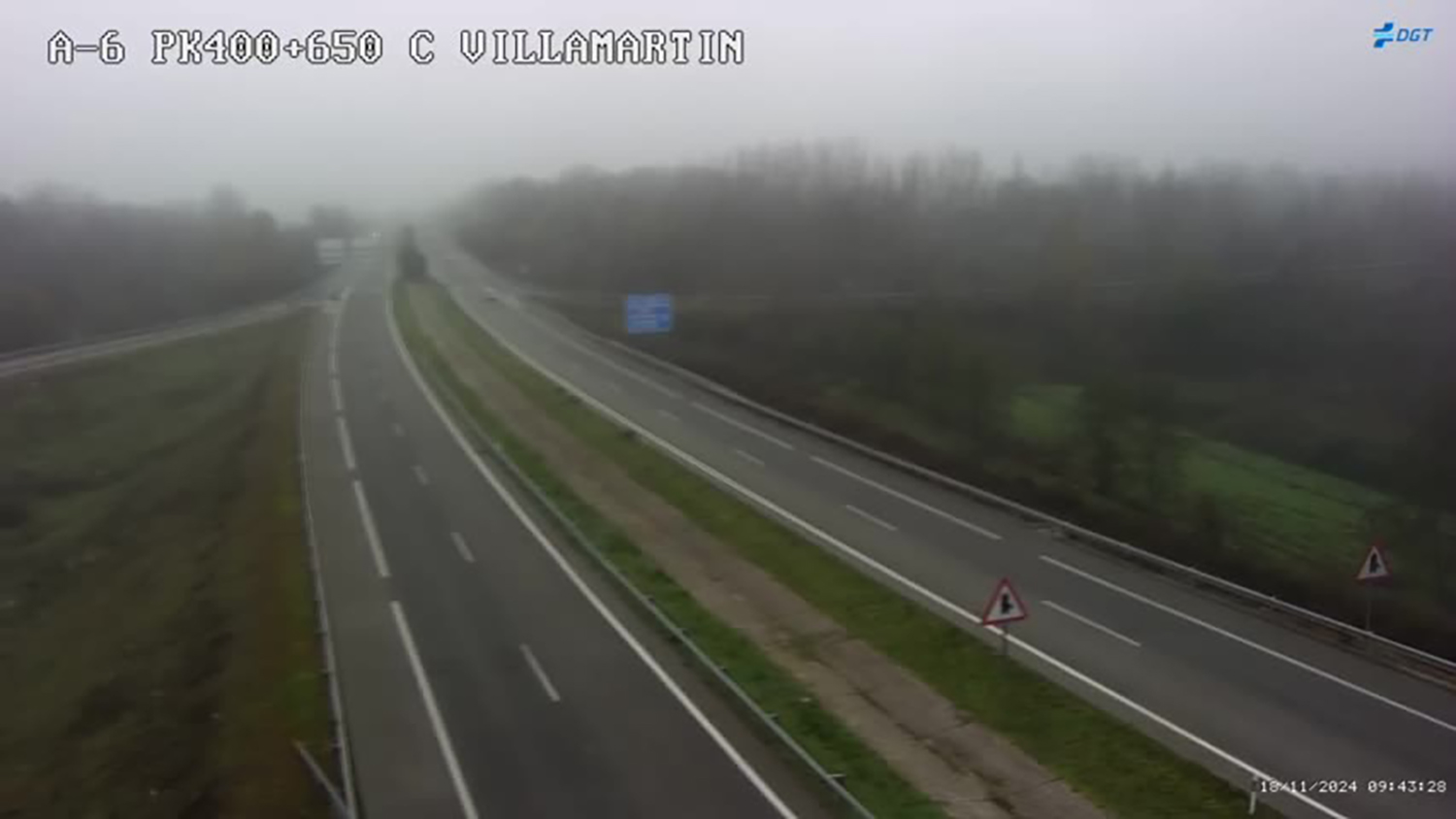 La niebla condiciona la circulación en la A6 entre Narayola y Villamartín de la Abadía y otros puntos de CyL